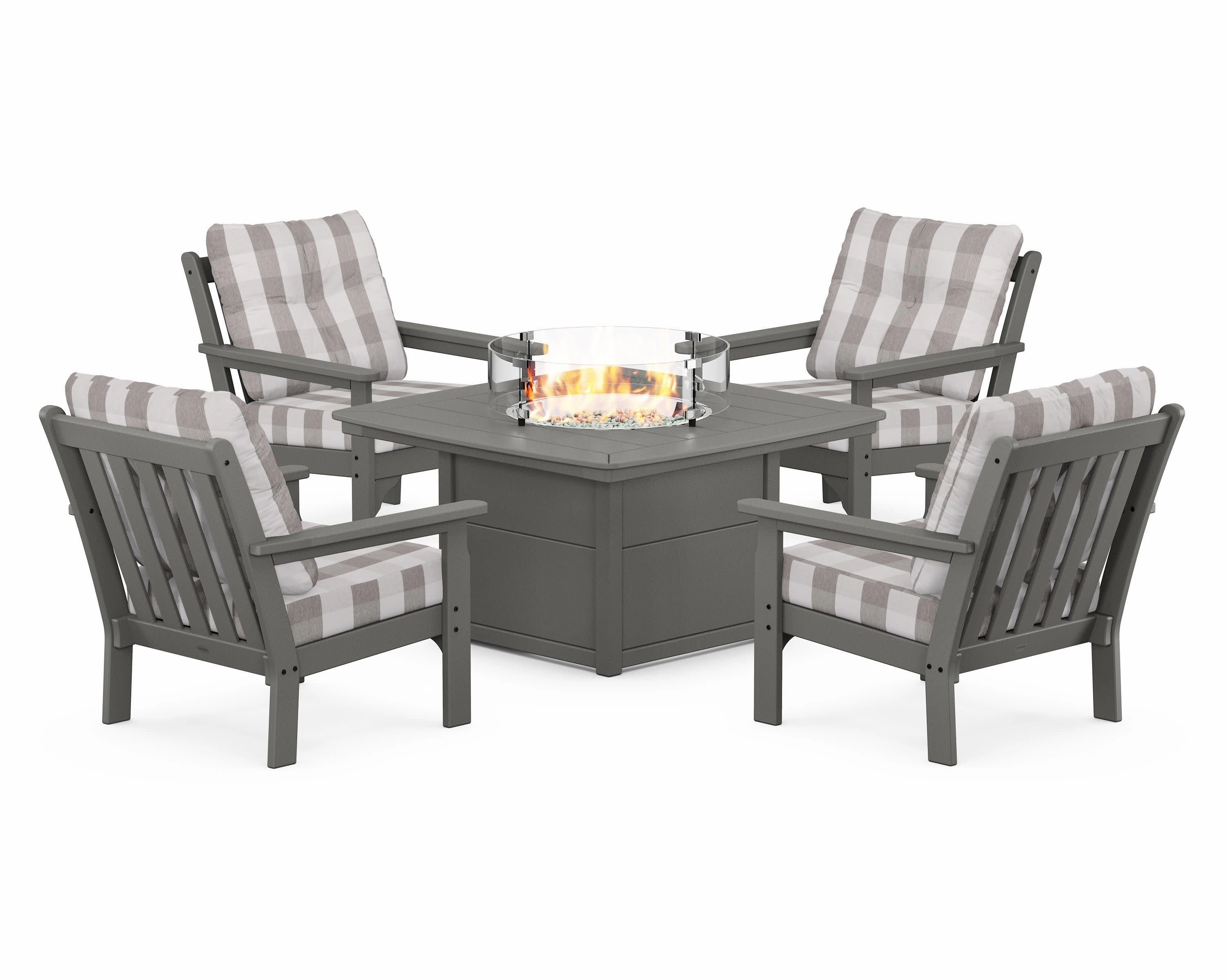 Vineyard 5-Piece Conversation Set with Fire Pit Table