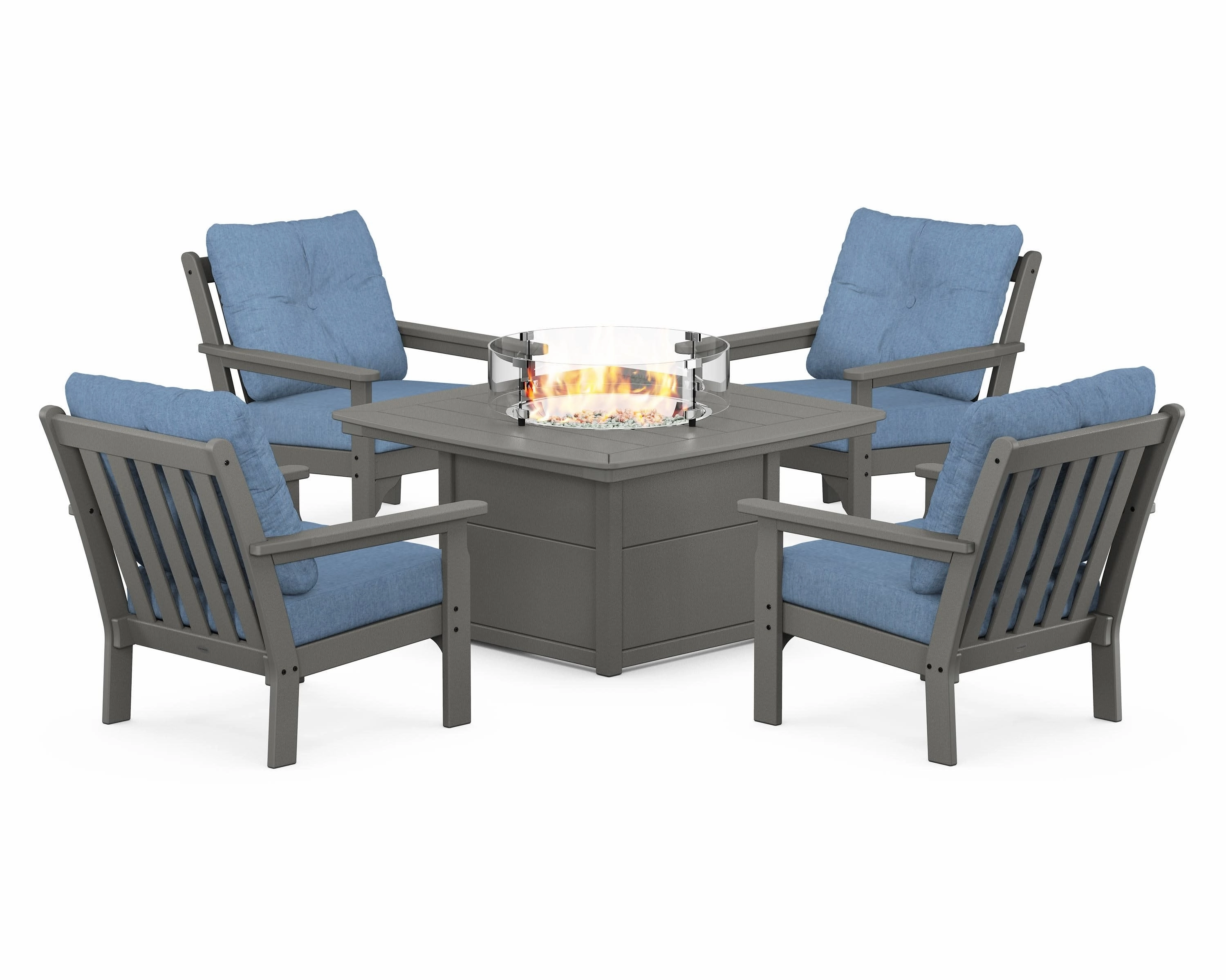Vineyard 5-Piece Conversation Set with Fire Pit Table