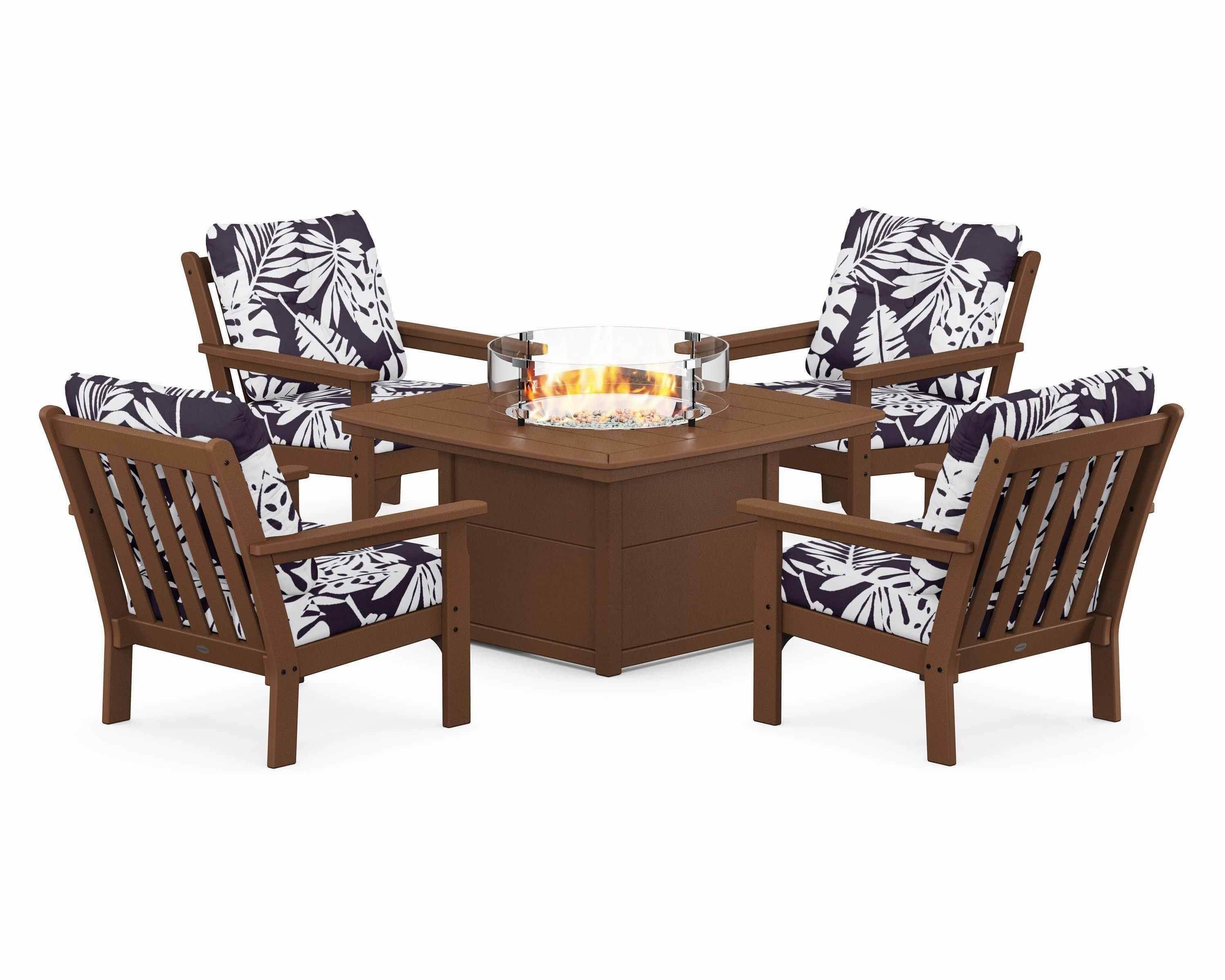 Vineyard 5-Piece Conversation Set with Fire Pit Table