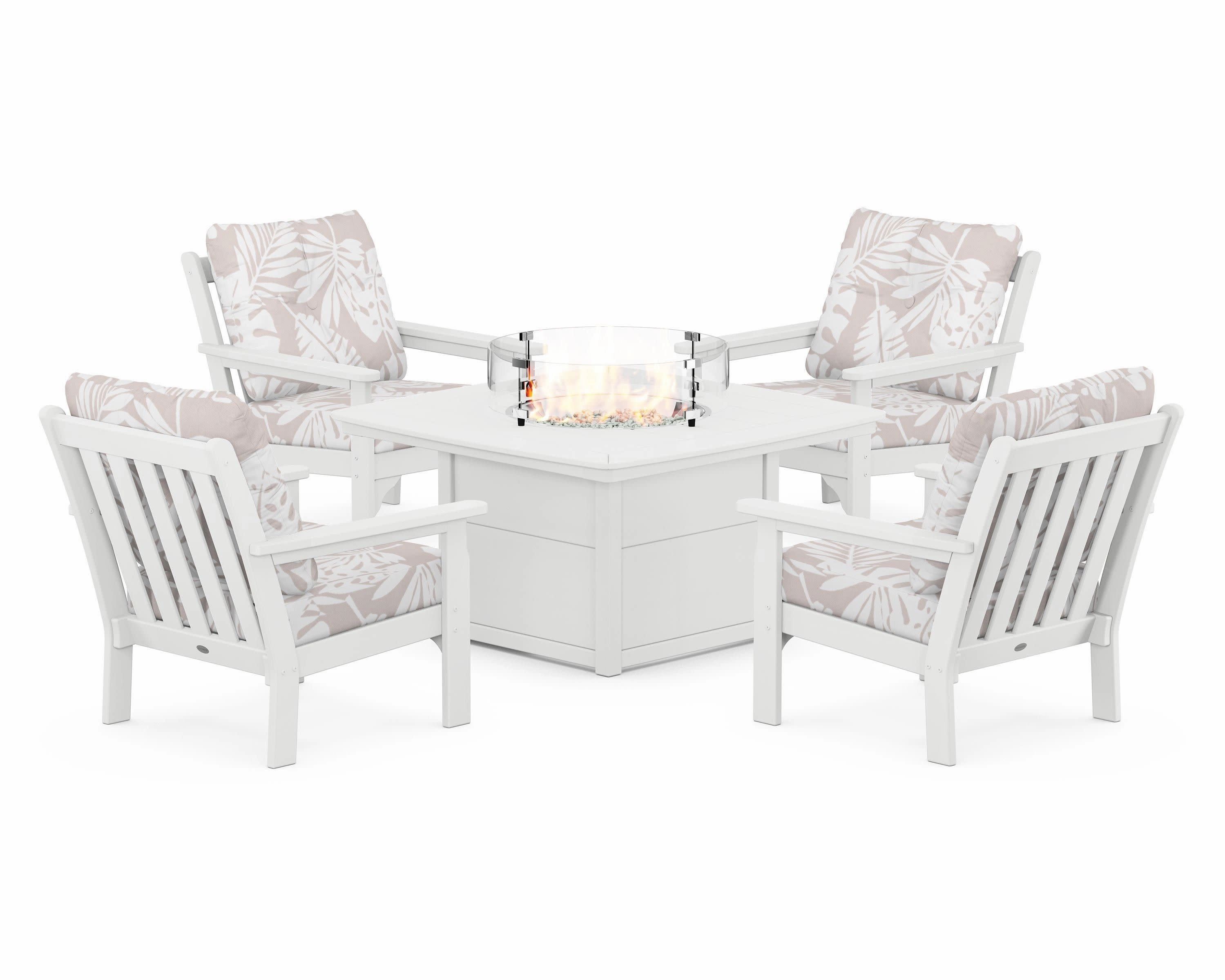 Vineyard 5-Piece Conversation Set with Fire Pit Table