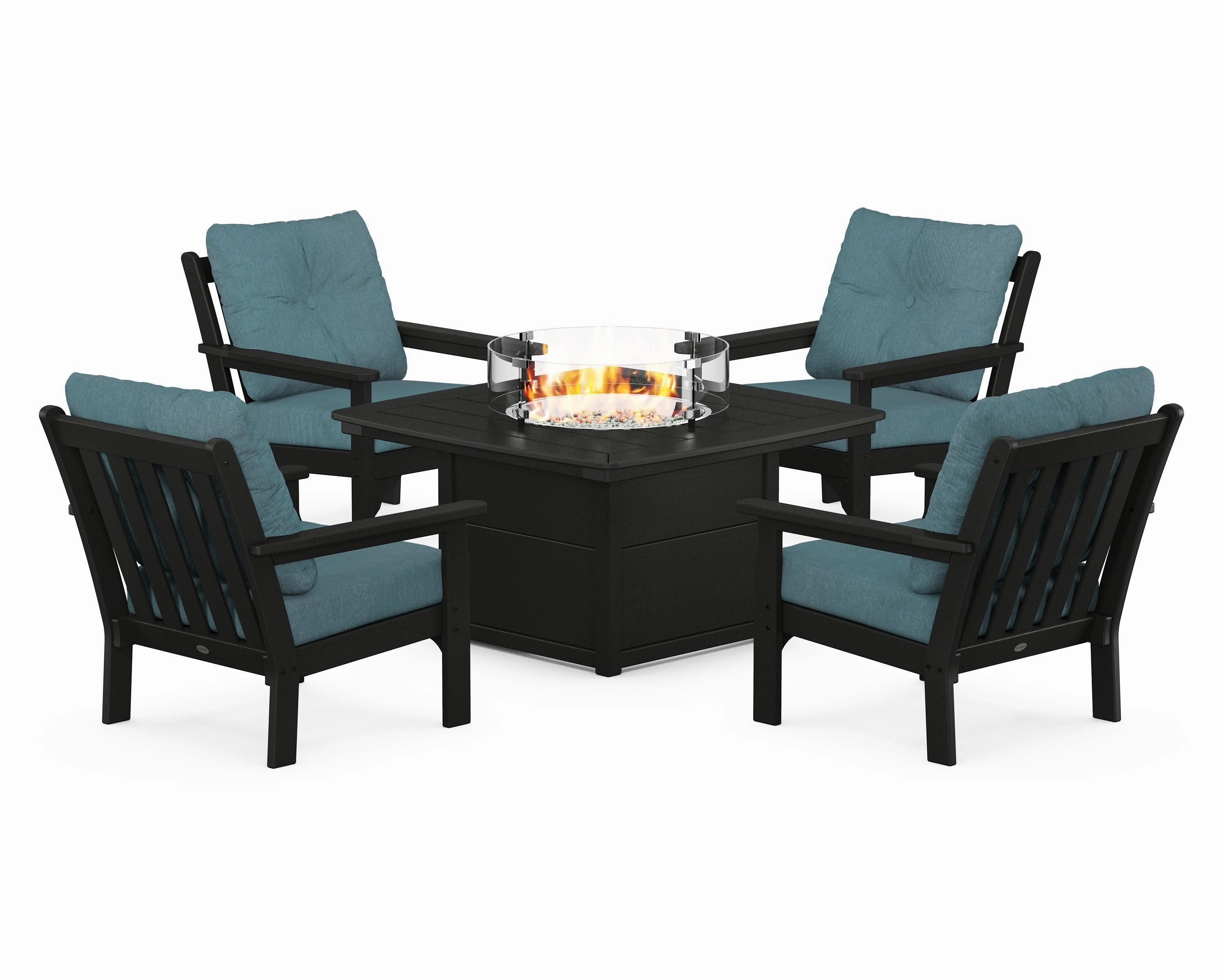 Vineyard 5-Piece Conversation Set with Fire Pit Table