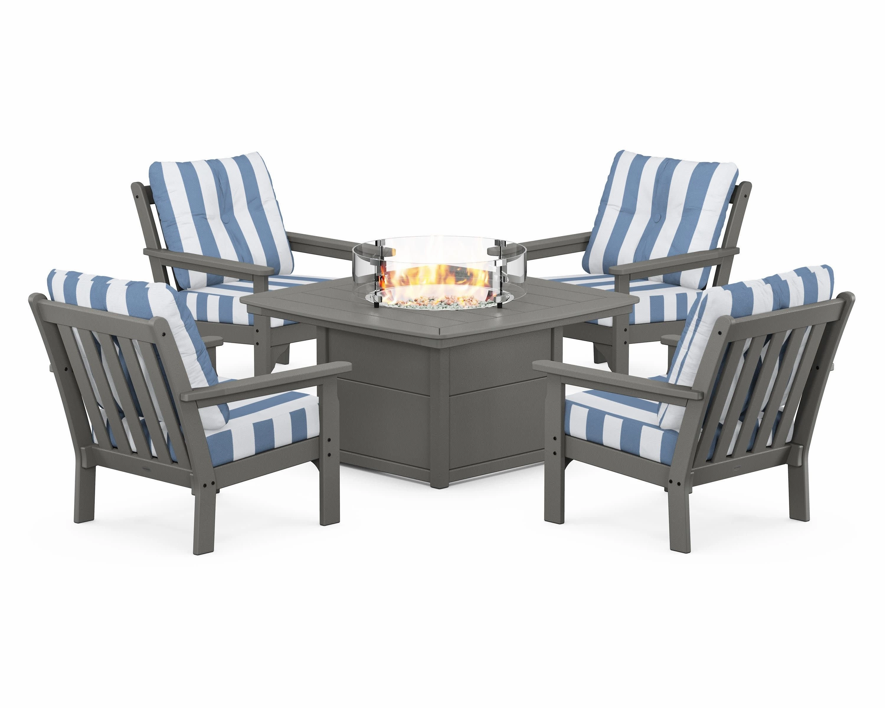 Vineyard 5-Piece Conversation Set with Fire Pit Table