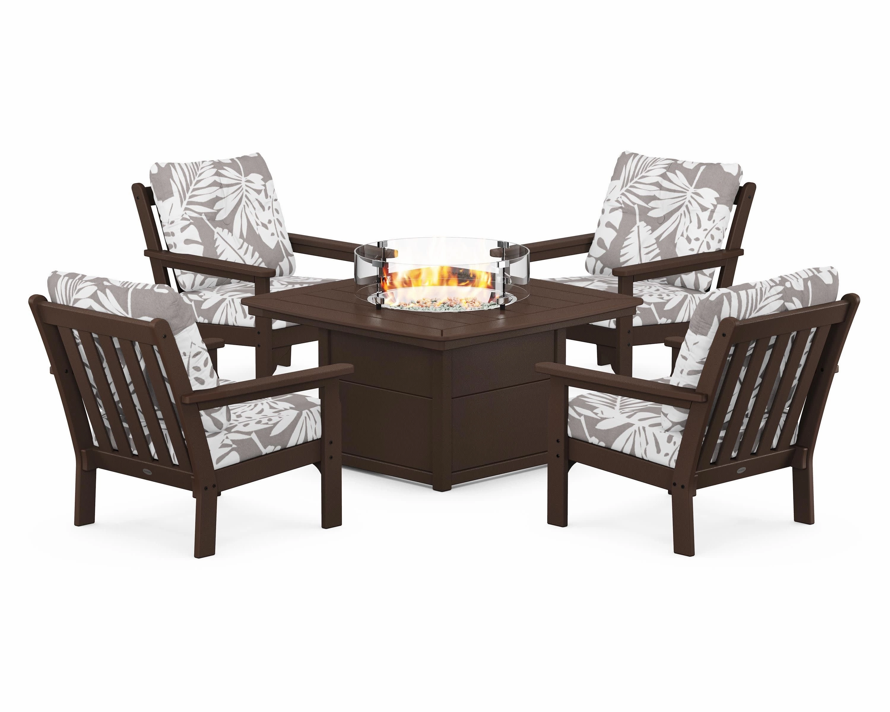 Vineyard 5-Piece Conversation Set with Fire Pit Table