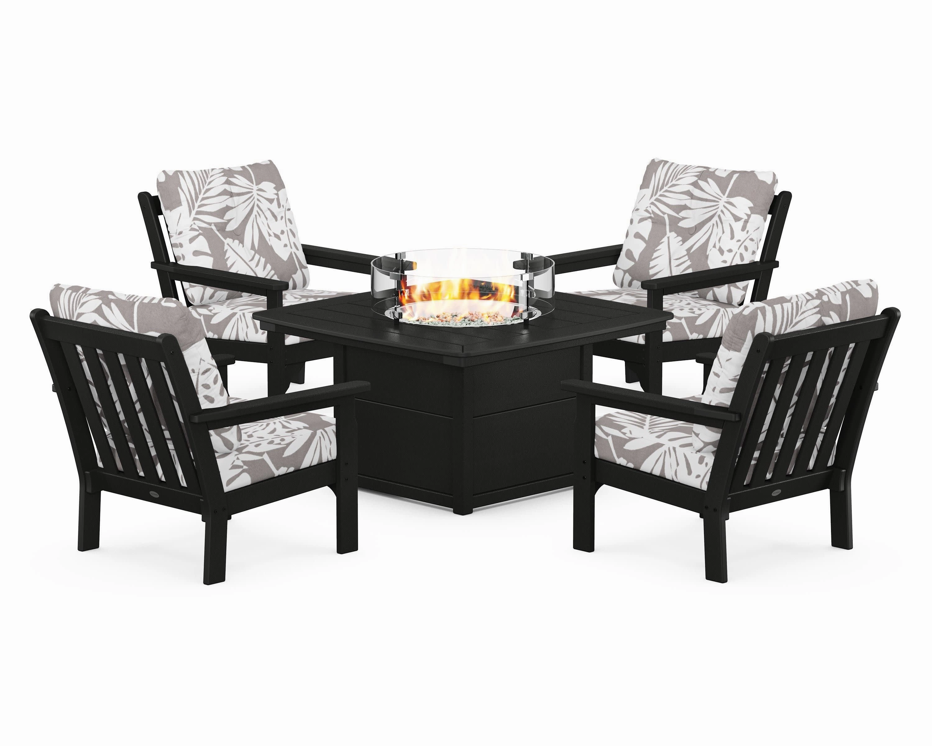 Vineyard 5-Piece Conversation Set with Fire Pit Table