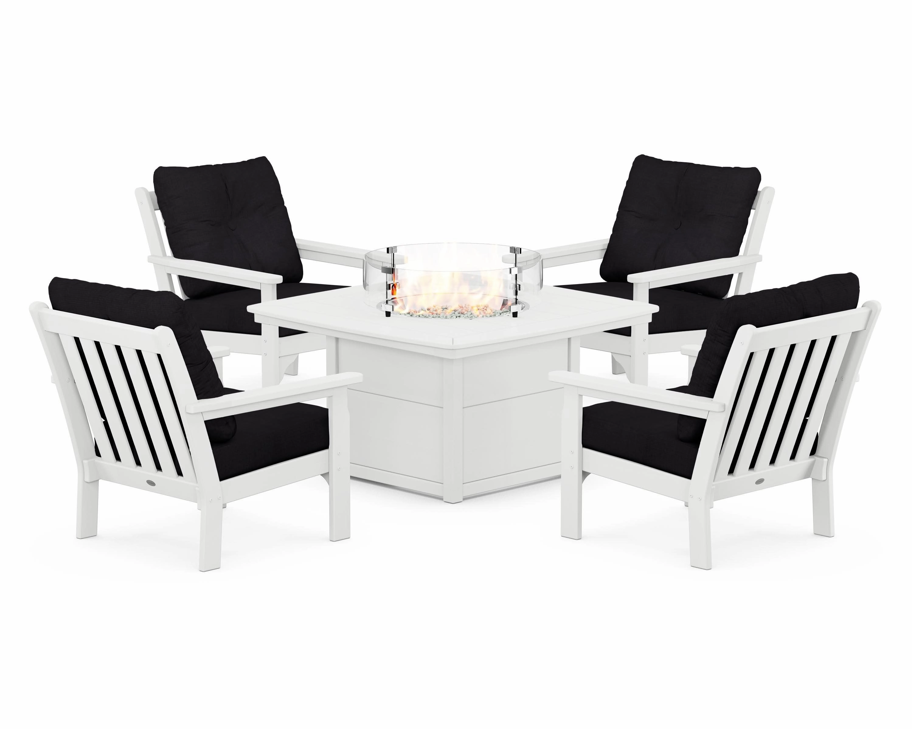 Vineyard 5-Piece Conversation Set with Fire Pit Table