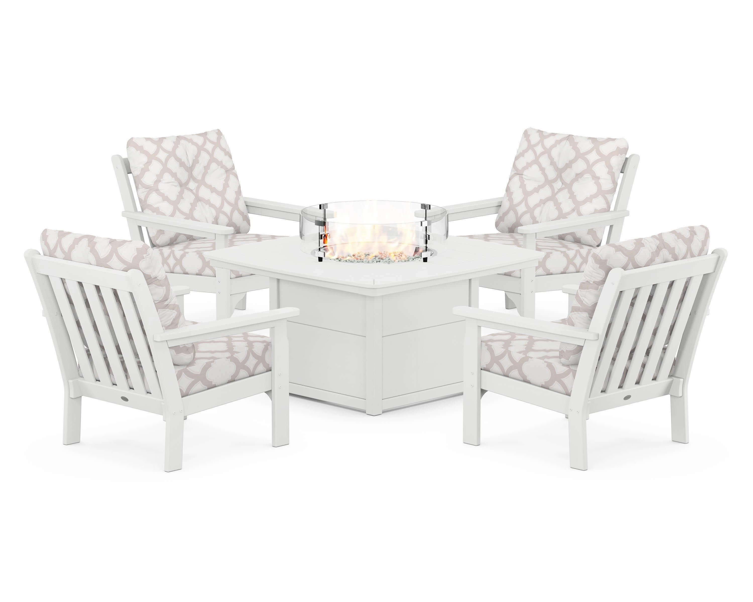 Vineyard 5-Piece Conversation Set with Fire Pit Table