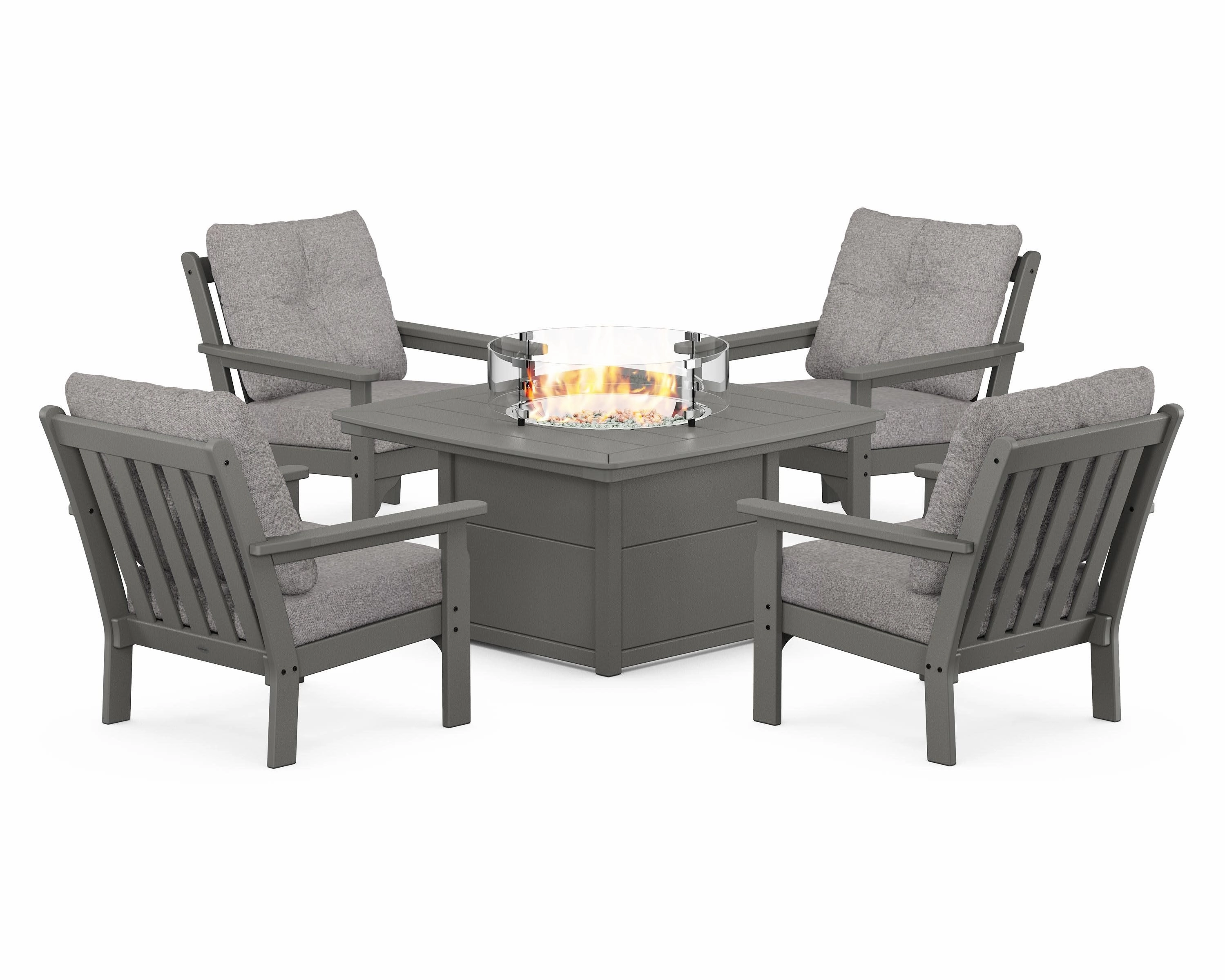 Vineyard 5-Piece Conversation Set with Fire Pit Table