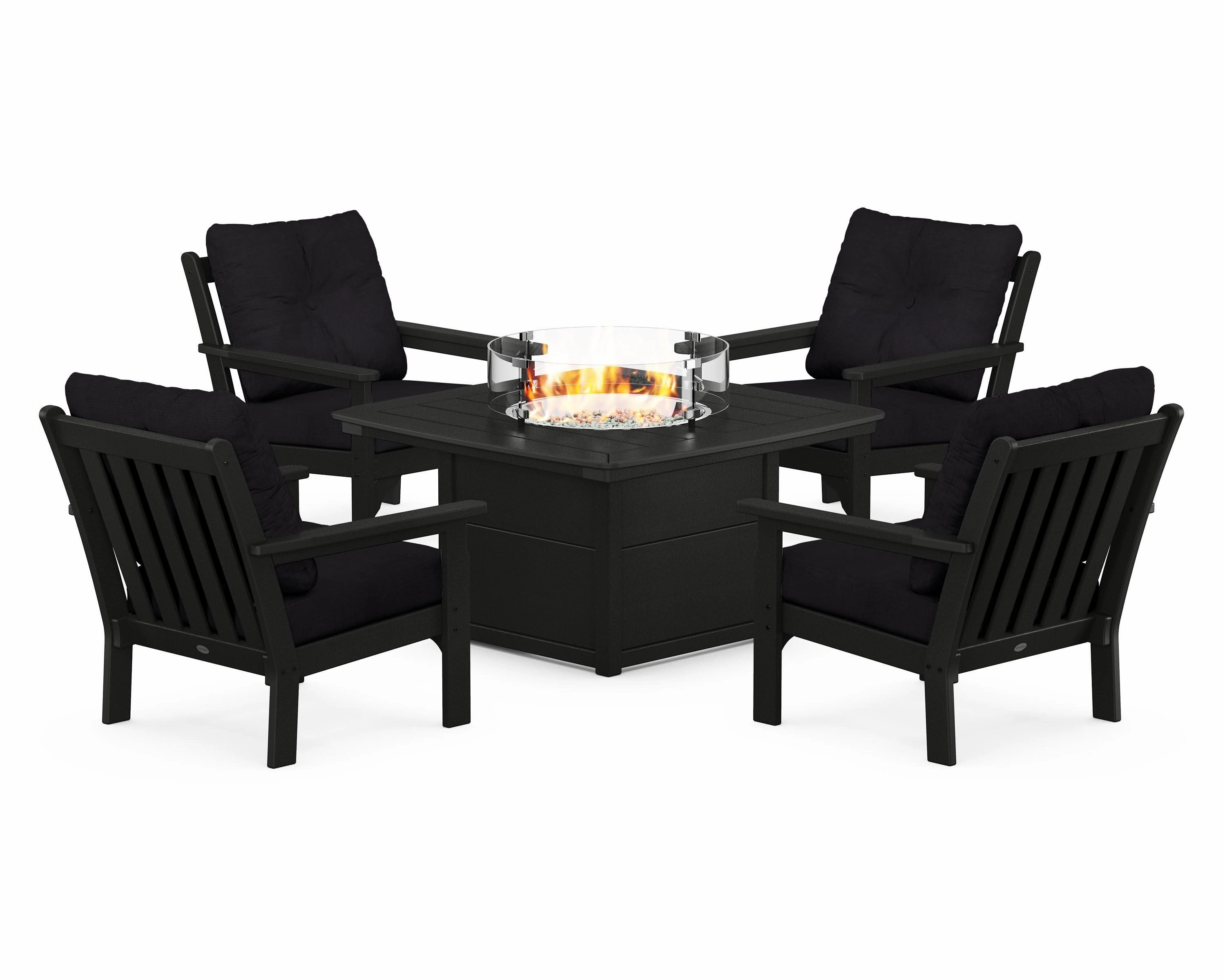 Vineyard 5-Piece Conversation Set with Fire Pit Table