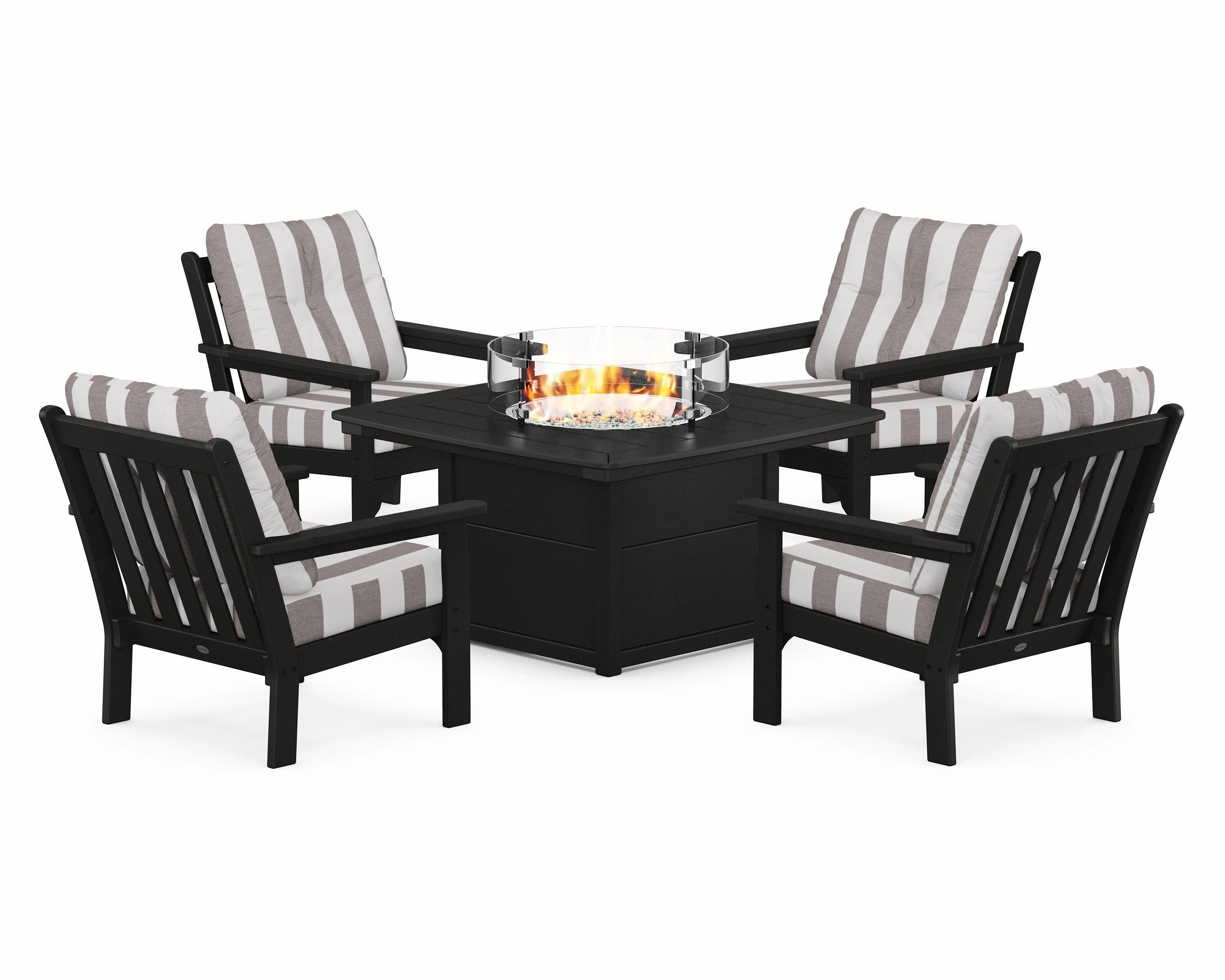 Vineyard 5-Piece Conversation Set with Fire Pit Table