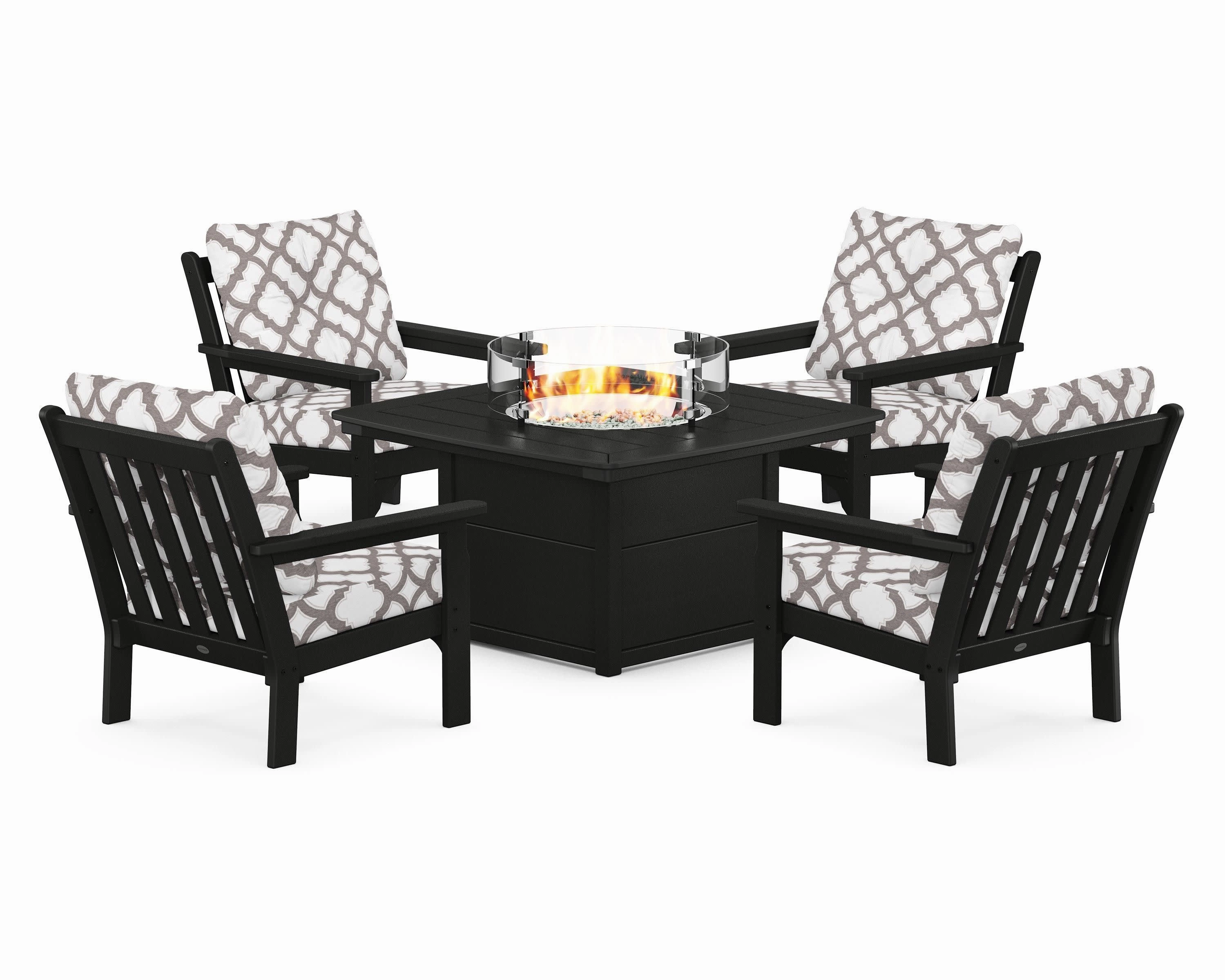 Vineyard 5-Piece Conversation Set with Fire Pit Table