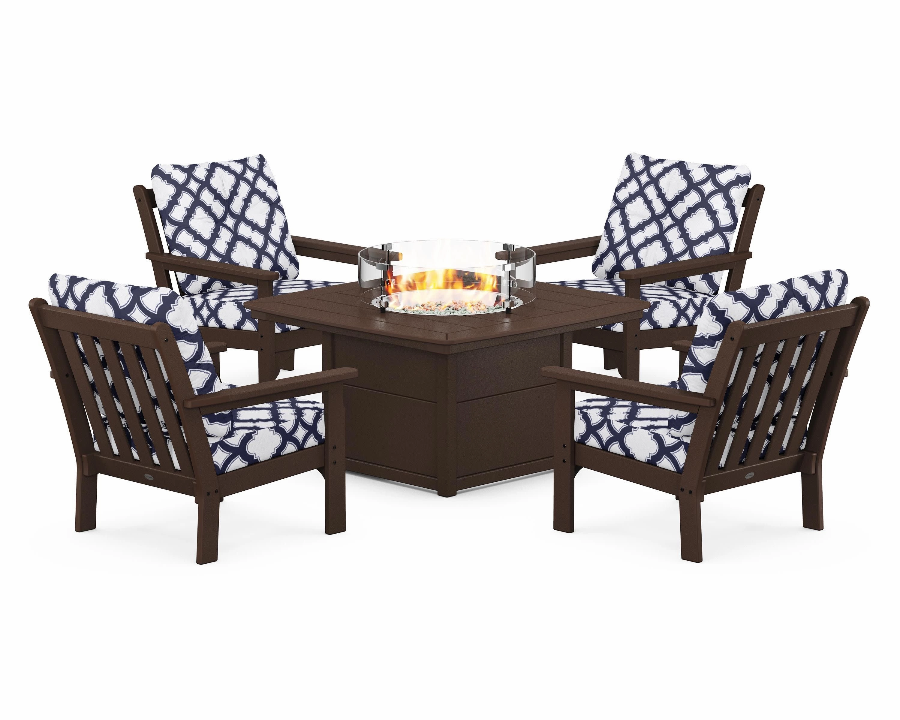 Vineyard 5-Piece Conversation Set with Fire Pit Table