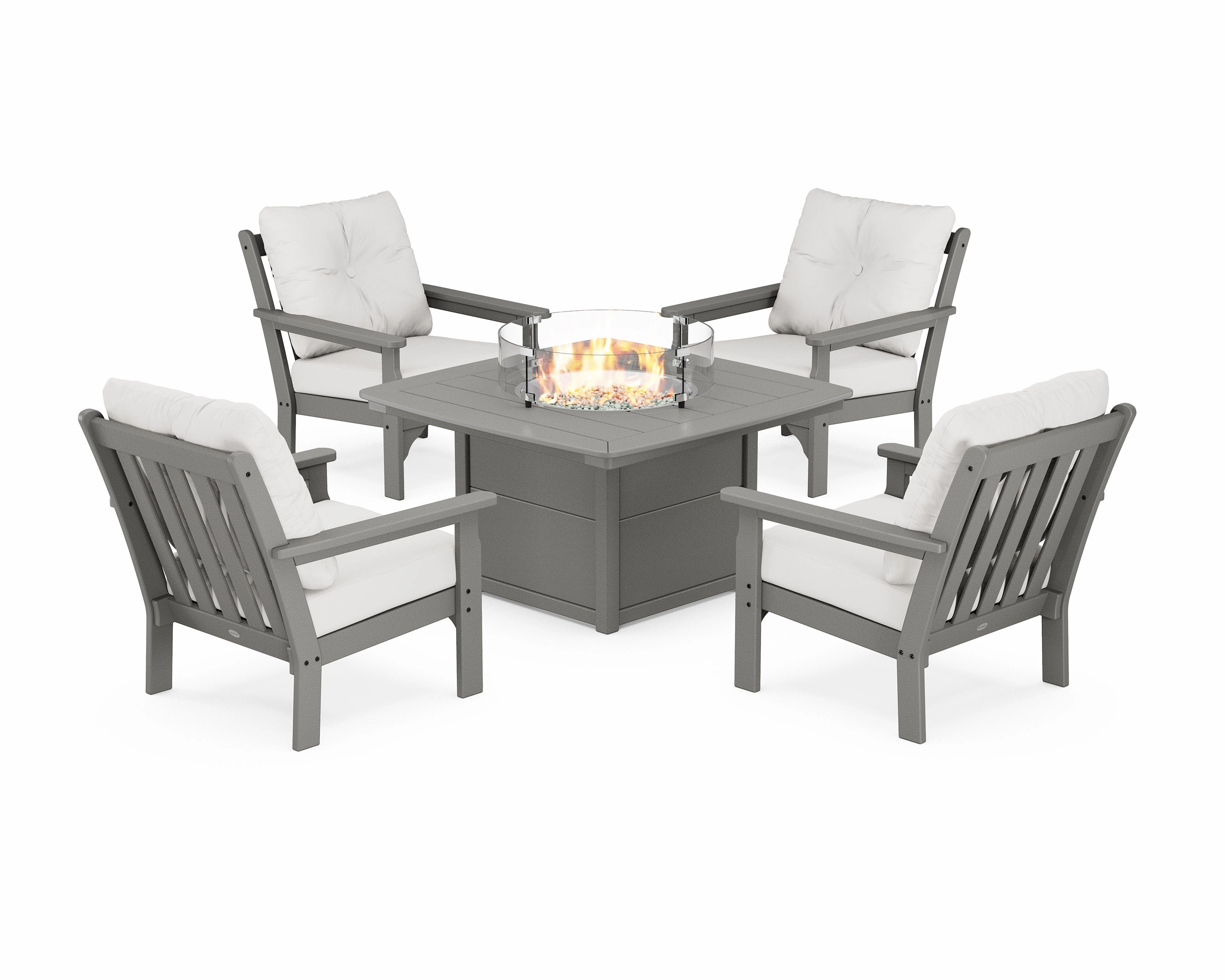 Vineyard 5-Piece Conversation Set with Fire Pit Table