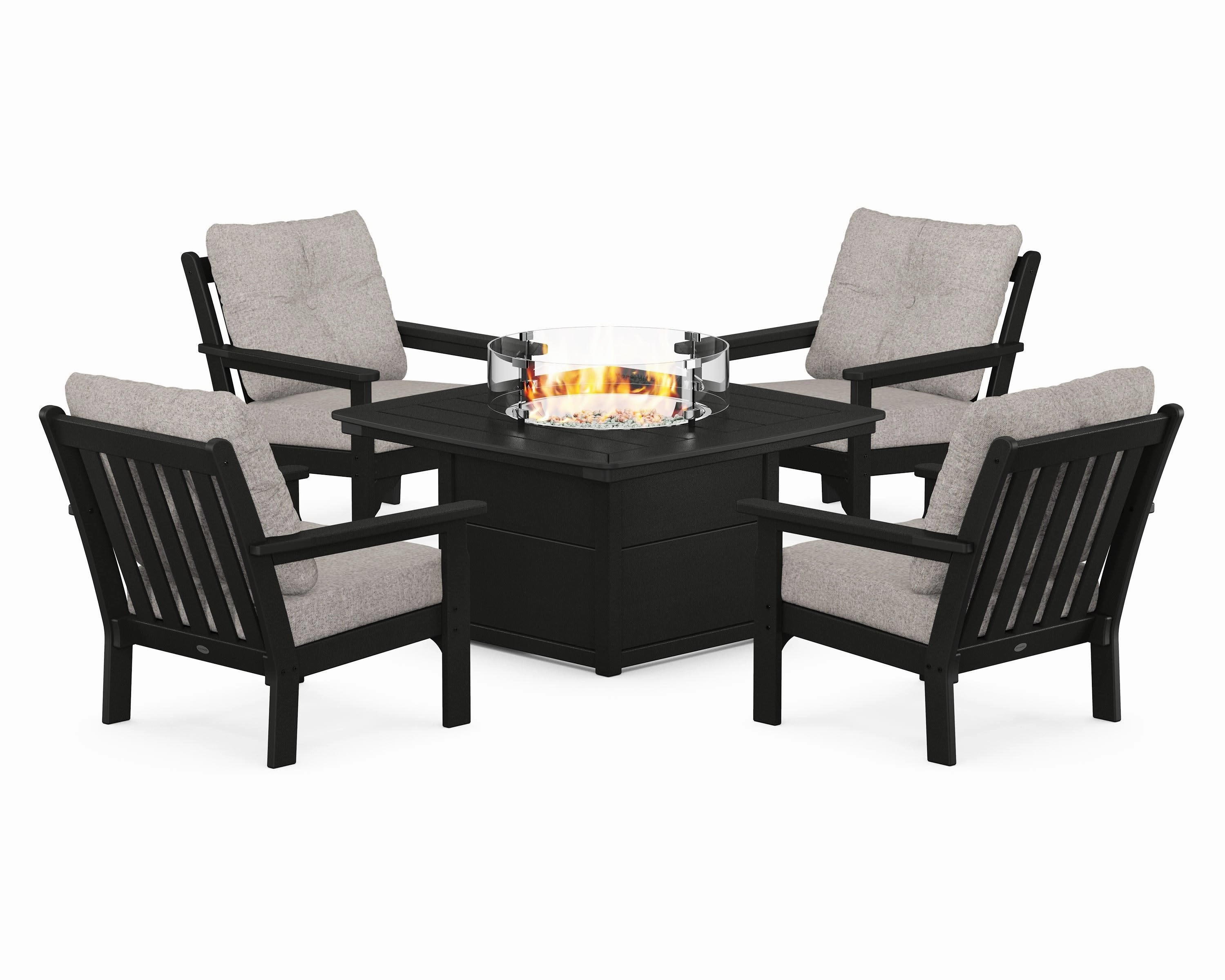 Vineyard 5-Piece Conversation Set with Fire Pit Table