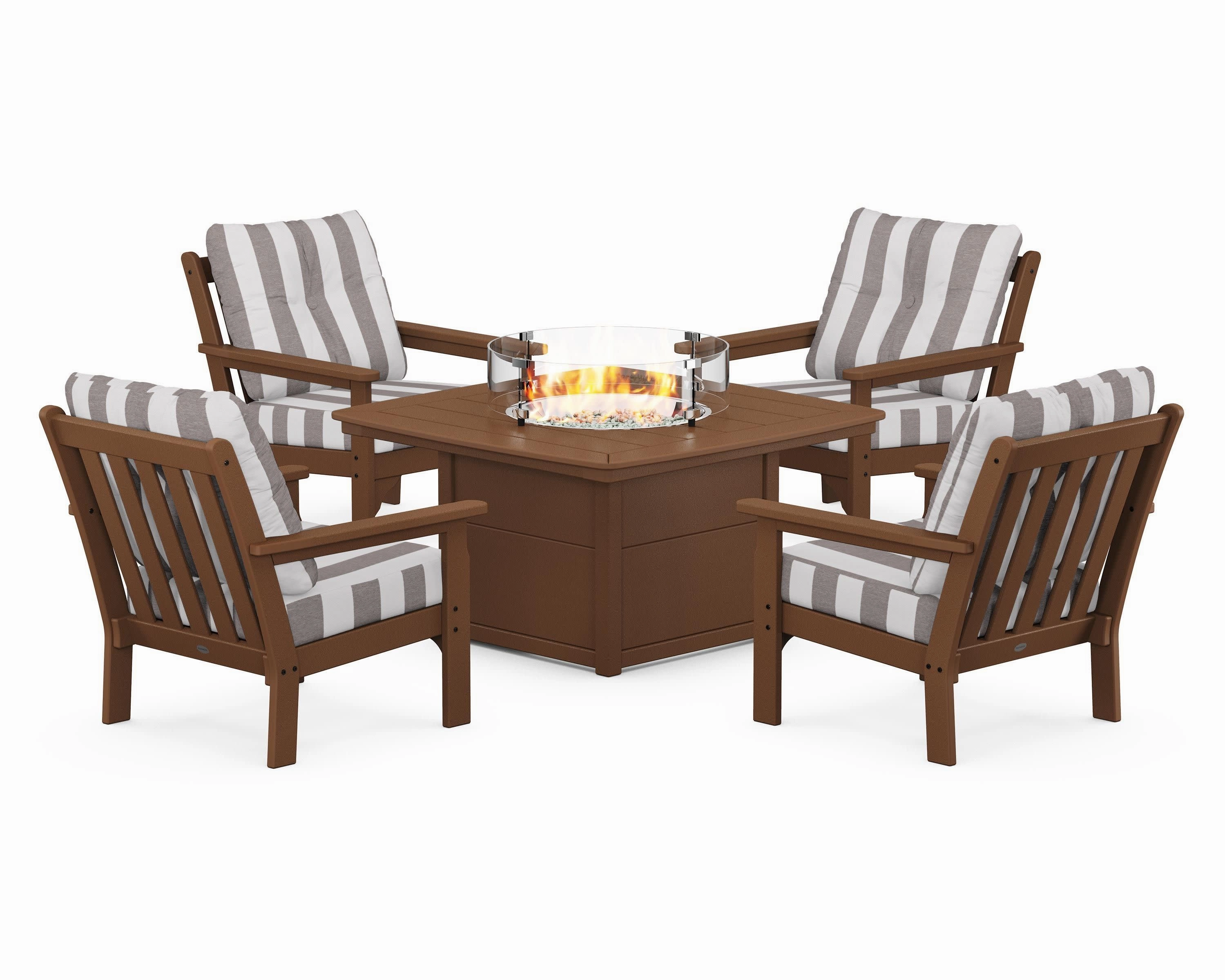 Vineyard 5-Piece Conversation Set with Fire Pit Table