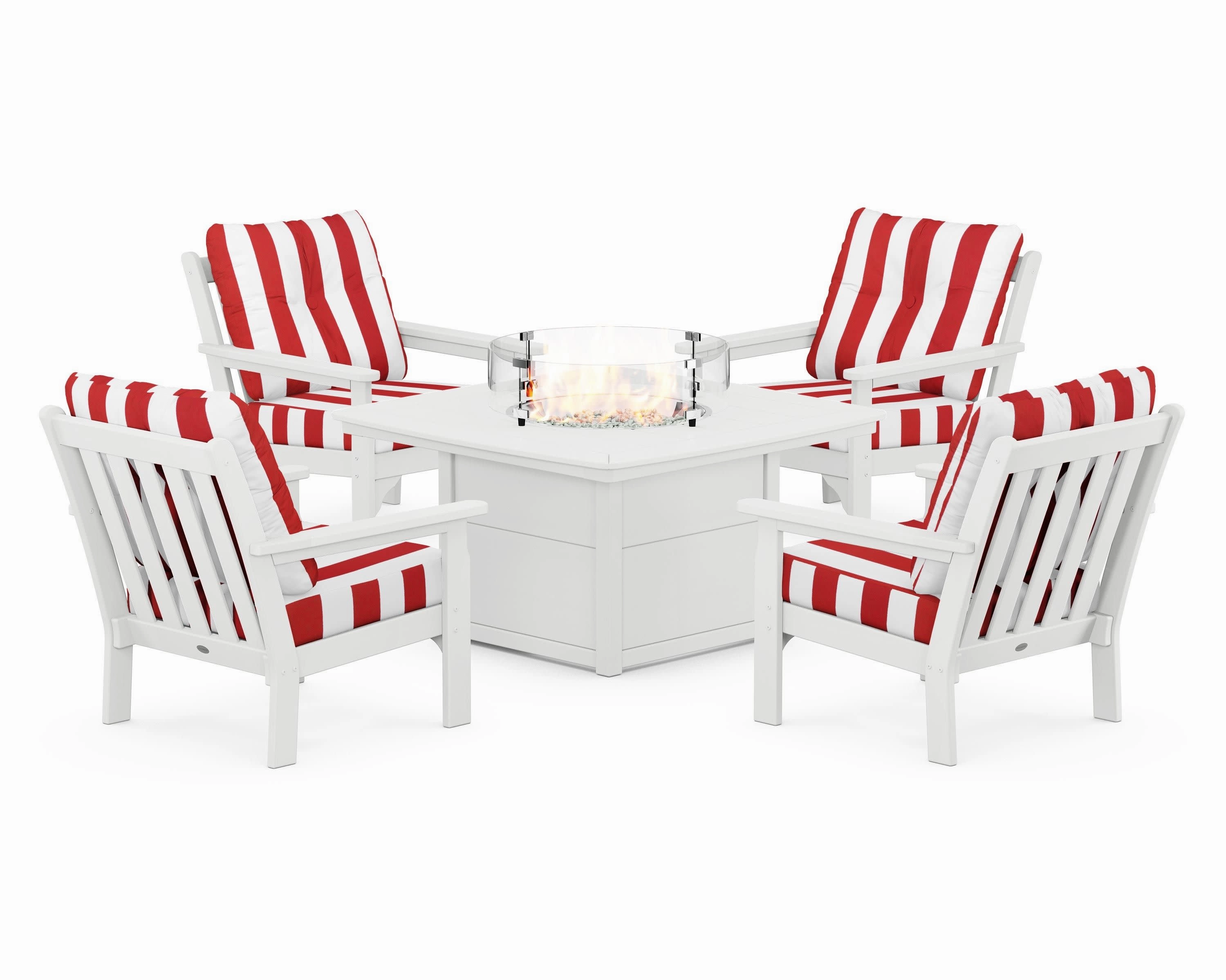 Vineyard 5-Piece Conversation Set with Fire Pit Table