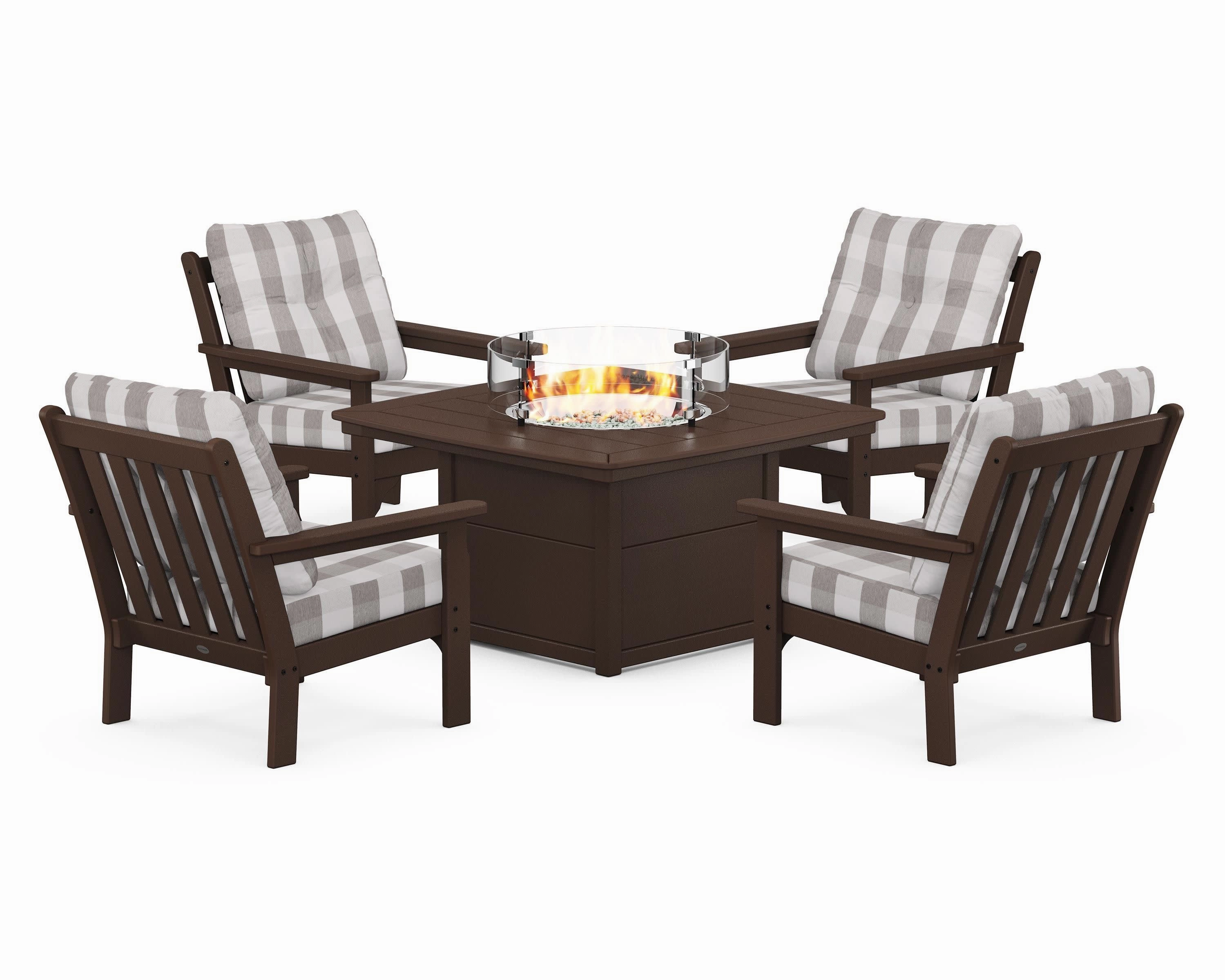 Vineyard 5-Piece Conversation Set with Fire Pit Table