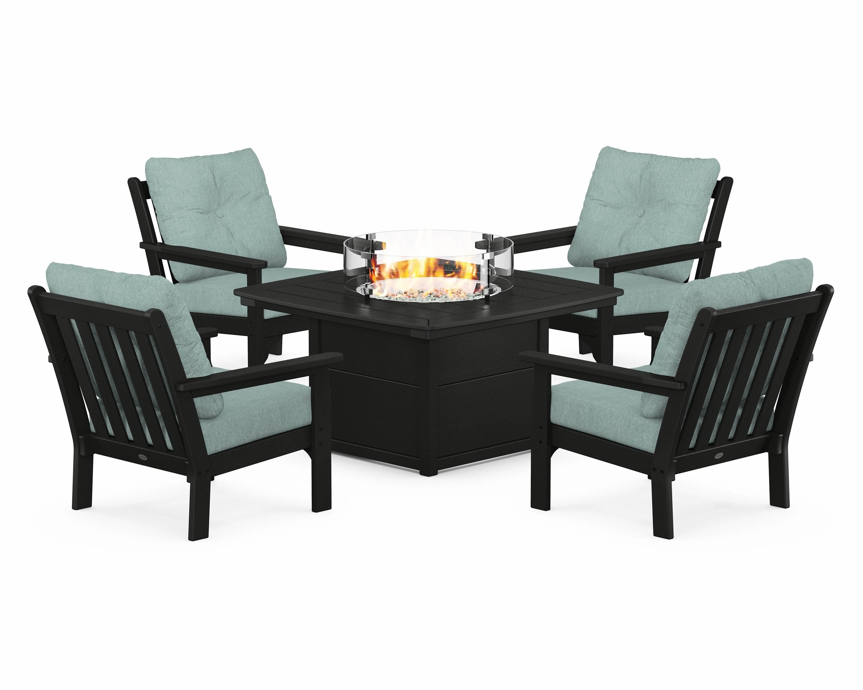 Vineyard 5-Piece Conversation Set with Fire Pit Table