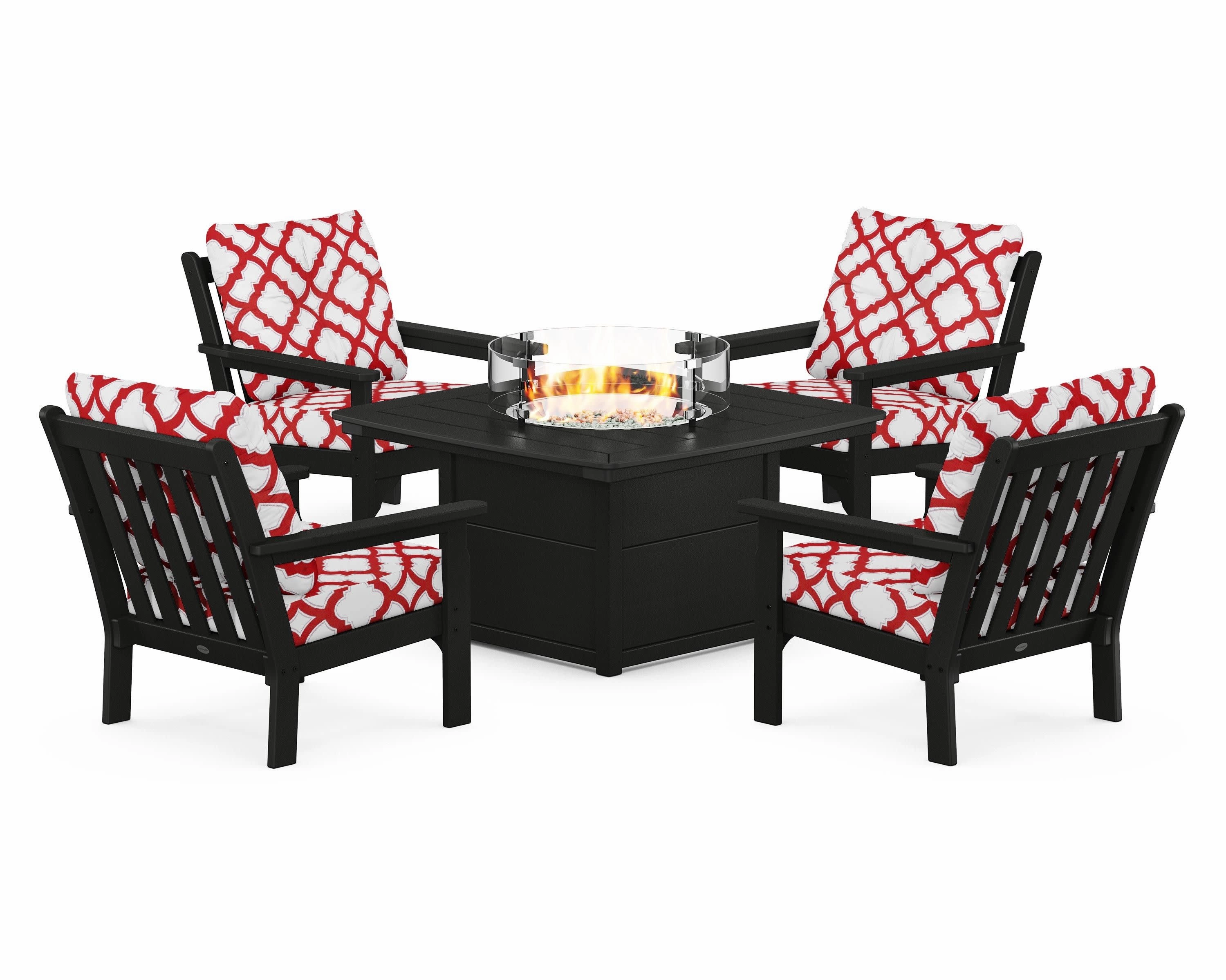 Vineyard 5-Piece Conversation Set with Fire Pit Table