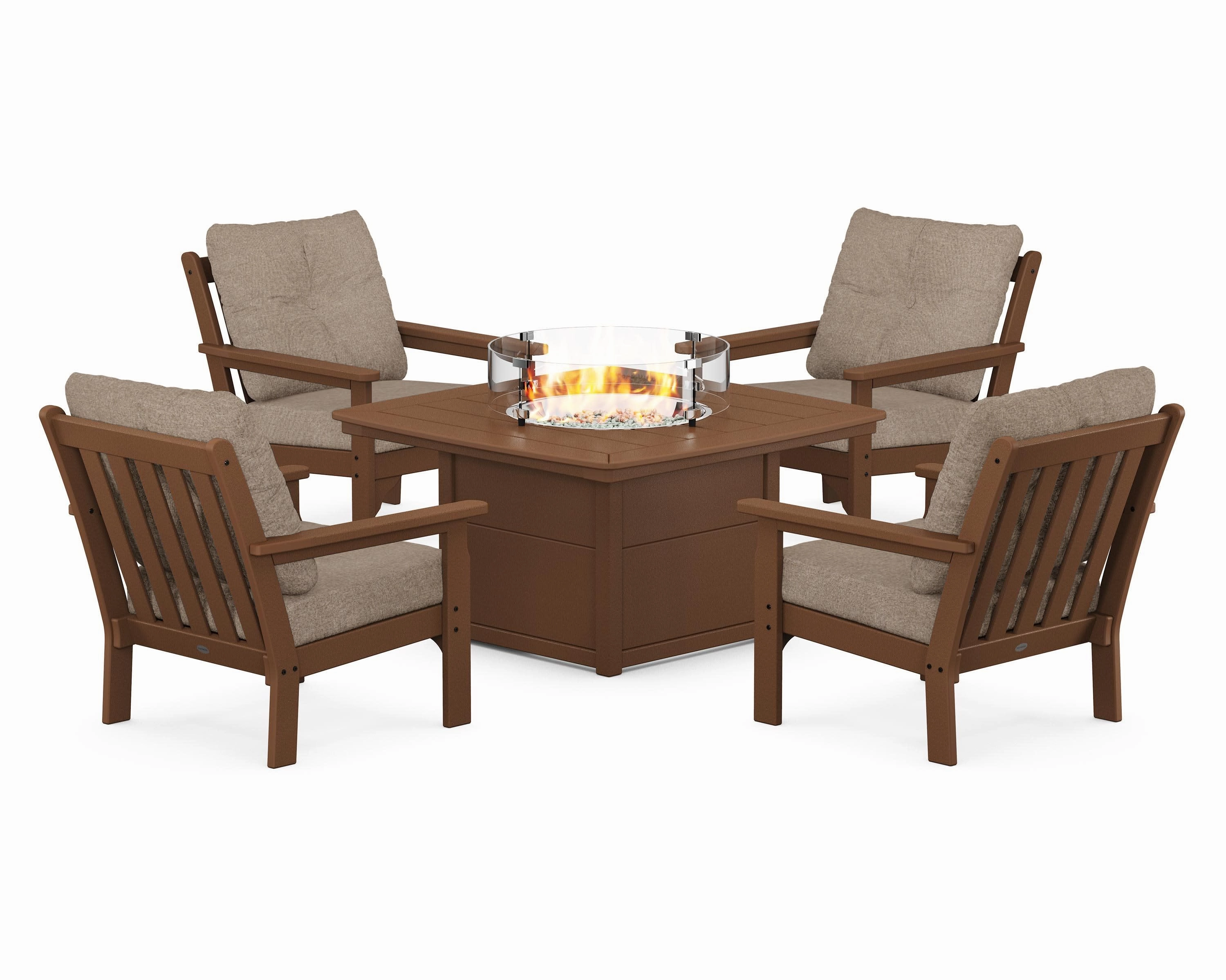 Vineyard 5-Piece Conversation Set with Fire Pit Table