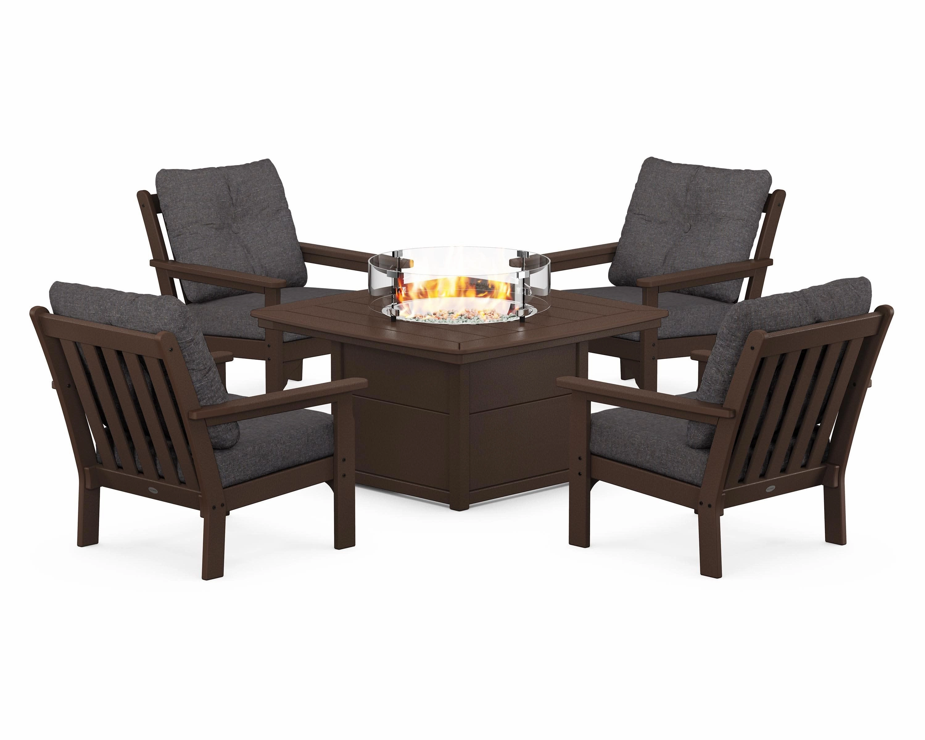Vineyard 5-Piece Conversation Set with Fire Pit Table