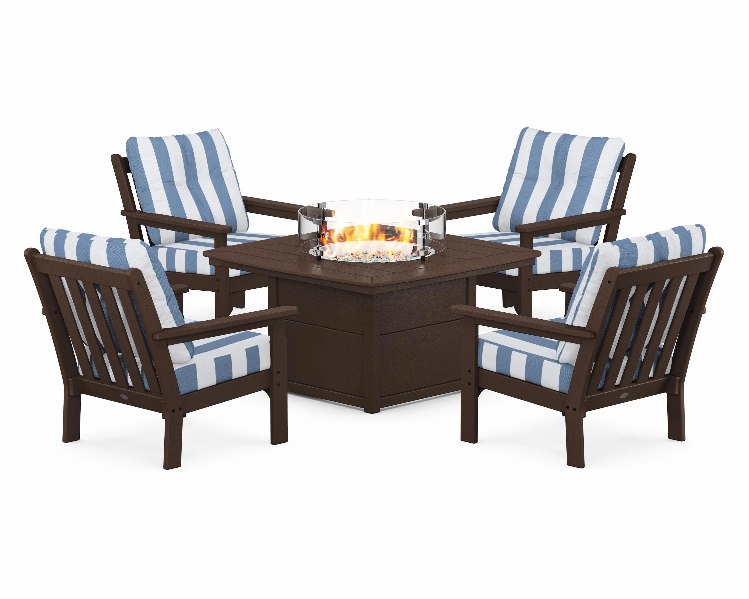 Vineyard 5-Piece Conversation Set with Fire Pit Table