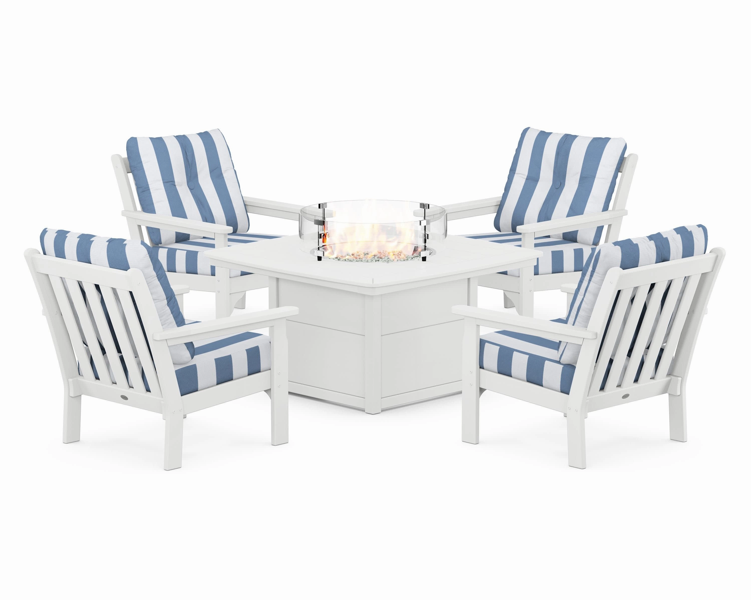 Vineyard 5-Piece Conversation Set with Fire Pit Table