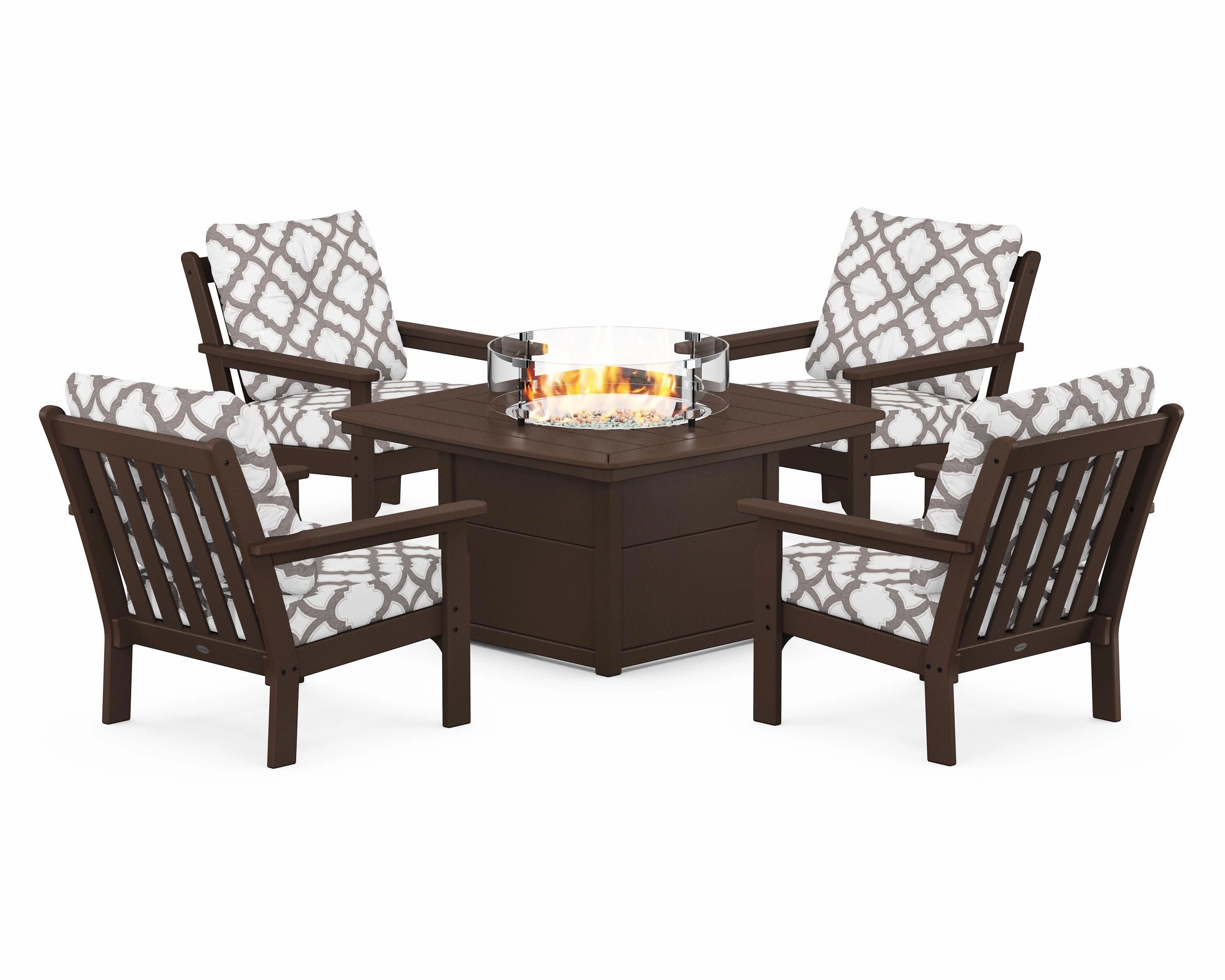 Vineyard 5-Piece Conversation Set with Fire Pit Table