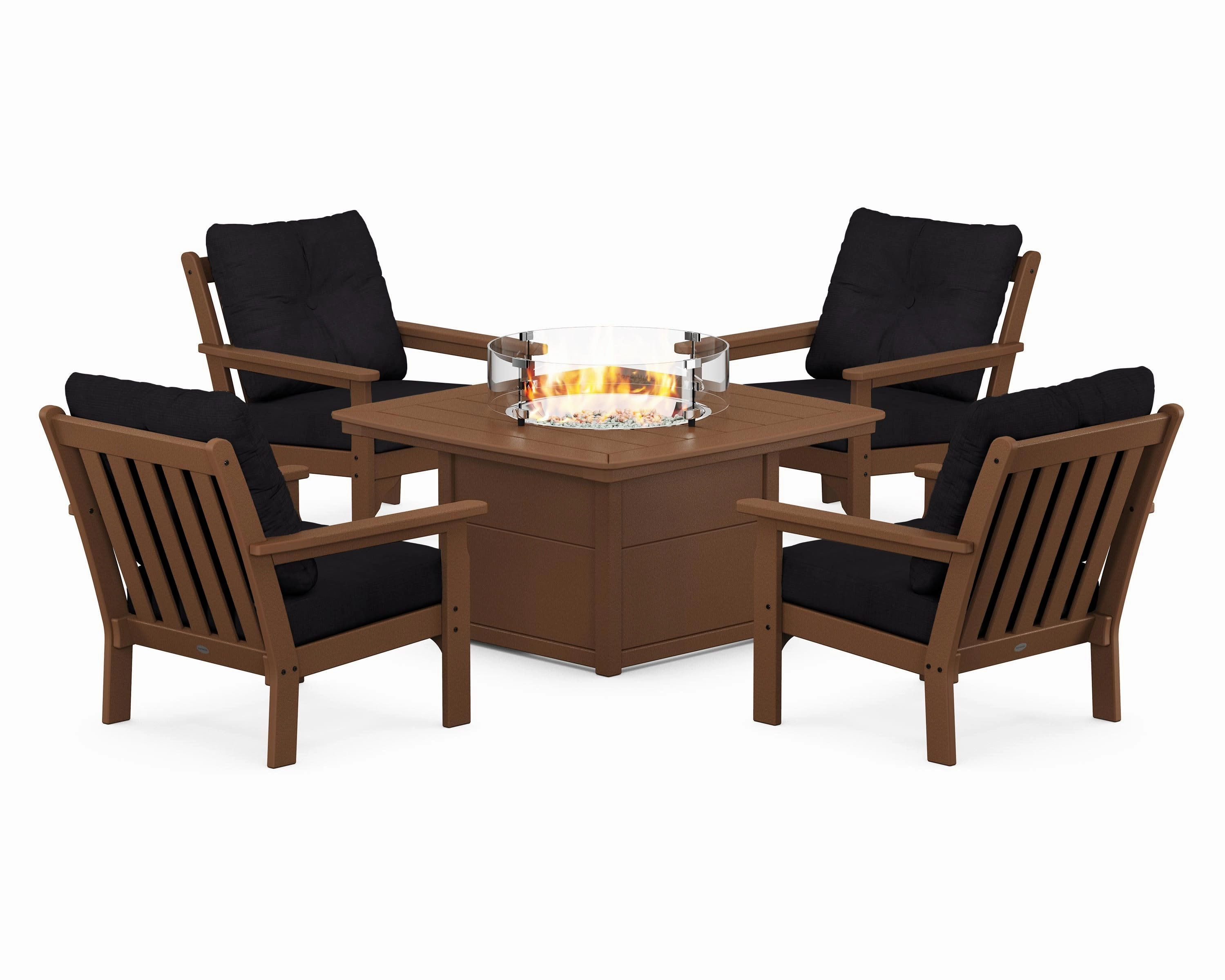Vineyard 5-Piece Conversation Set with Fire Pit Table