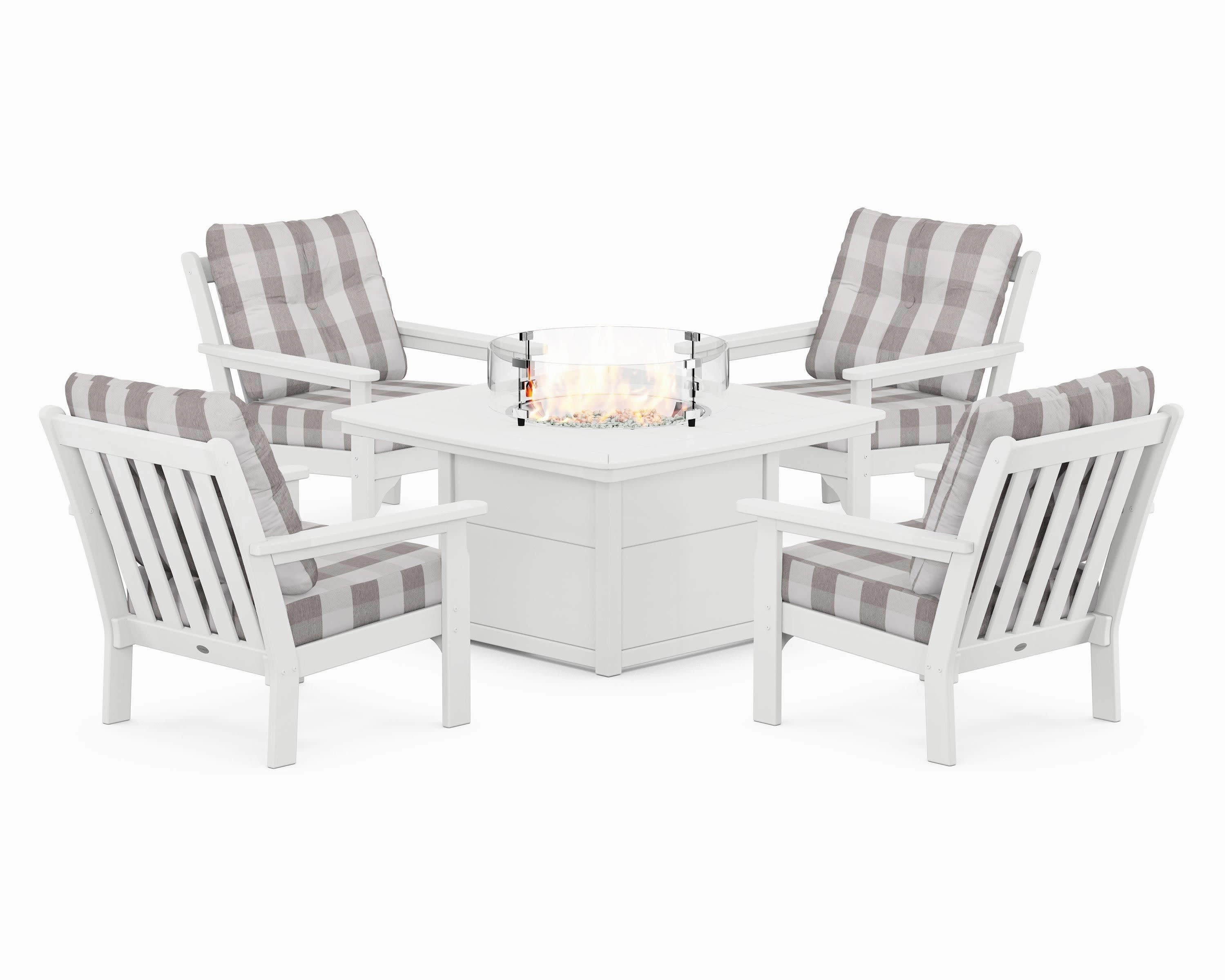 Vineyard 5-Piece Conversation Set with Fire Pit Table