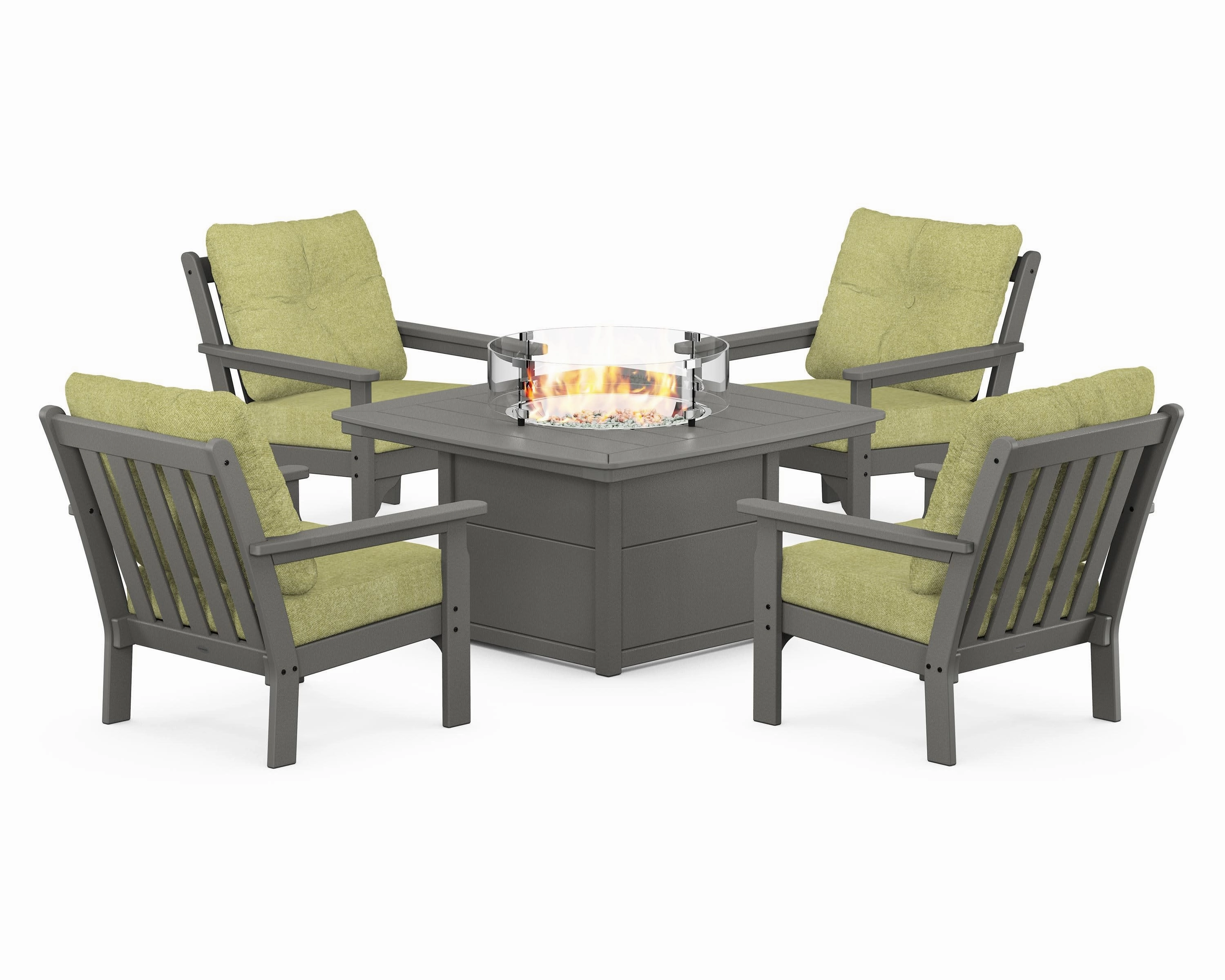 Vineyard 5-Piece Conversation Set with Fire Pit Table