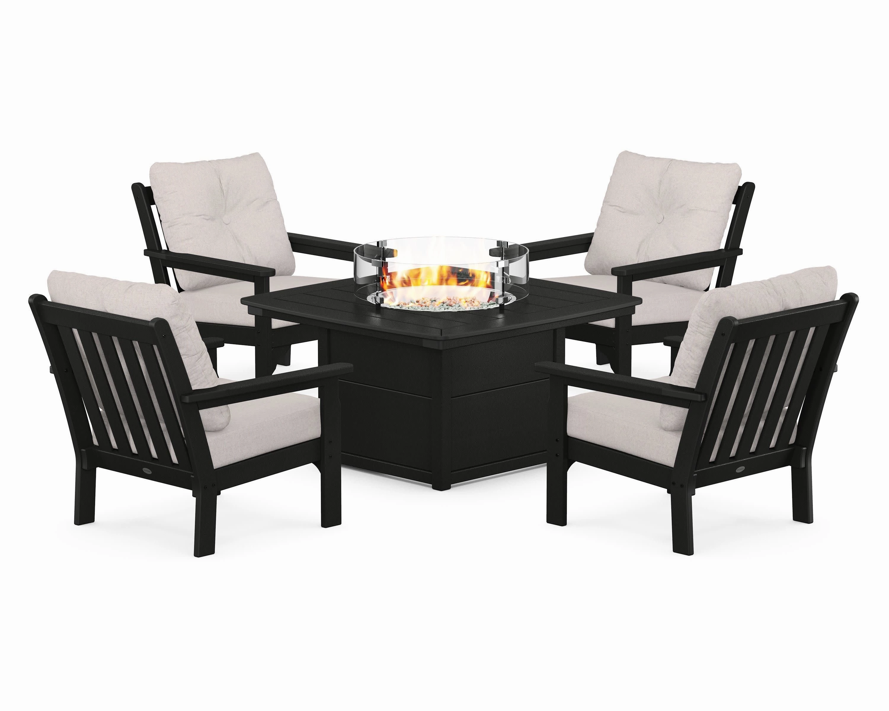 Vineyard 5-Piece Conversation Set with Fire Pit Table