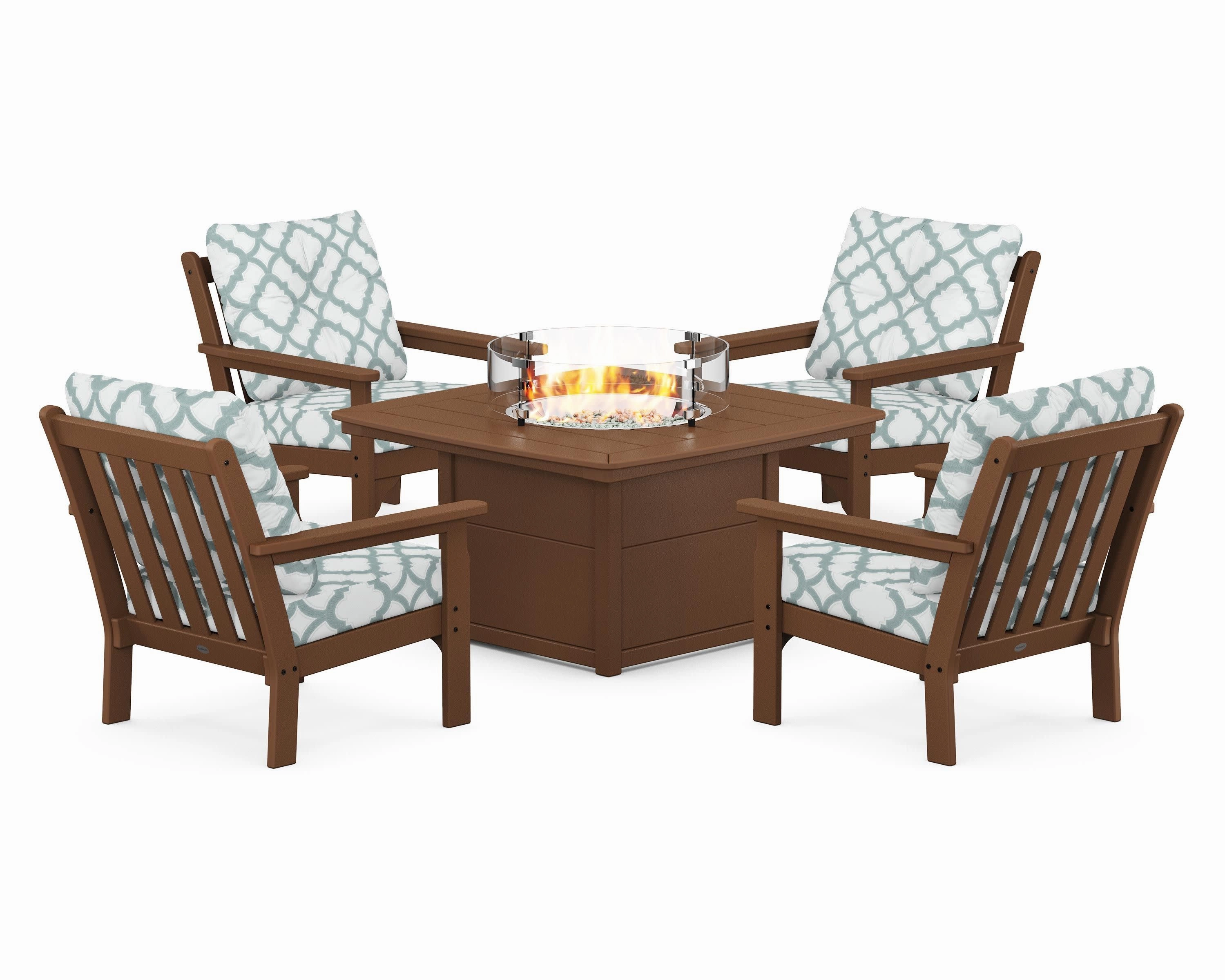 Vineyard 5-Piece Conversation Set with Fire Pit Table