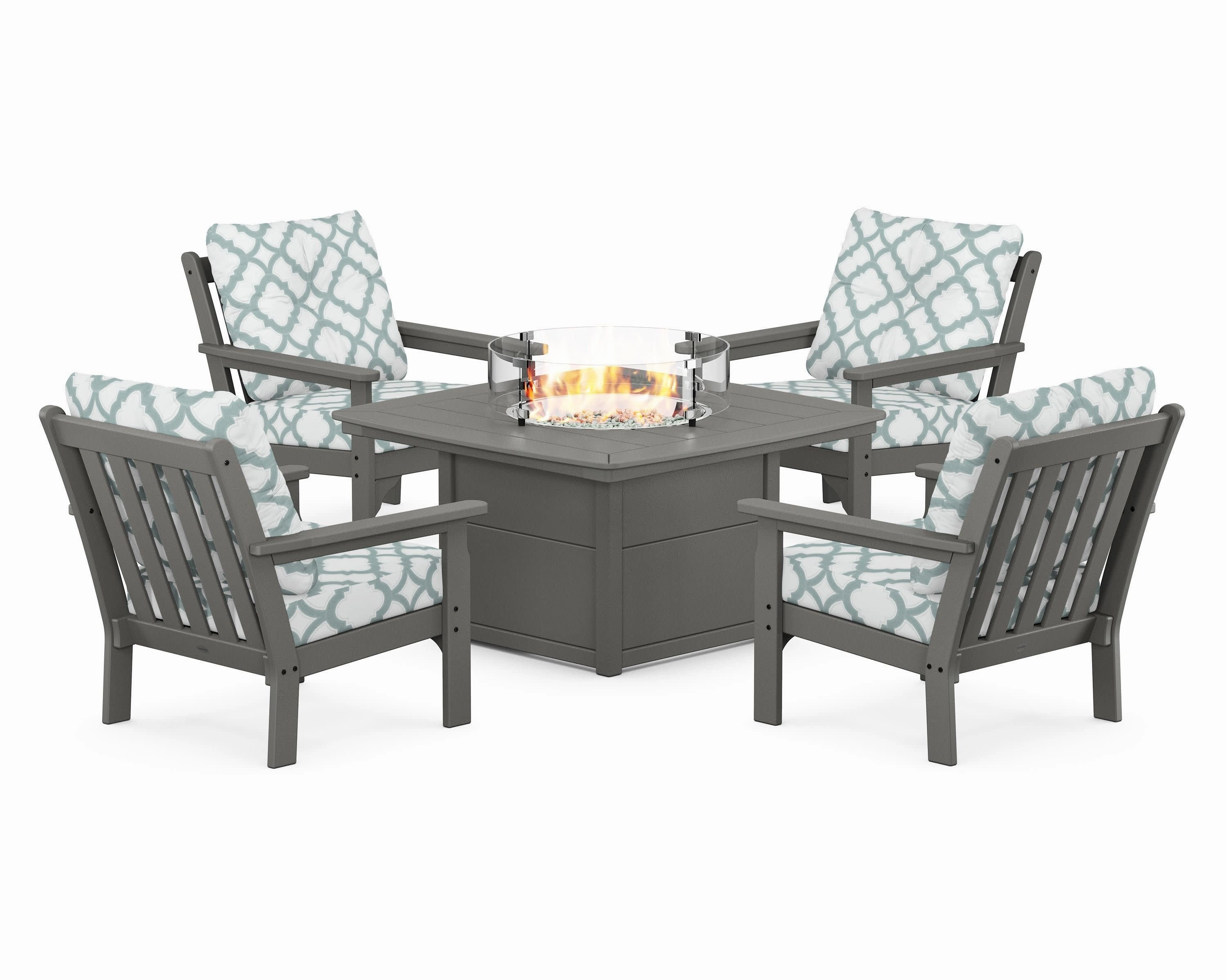 Vineyard 5-Piece Conversation Set with Fire Pit Table