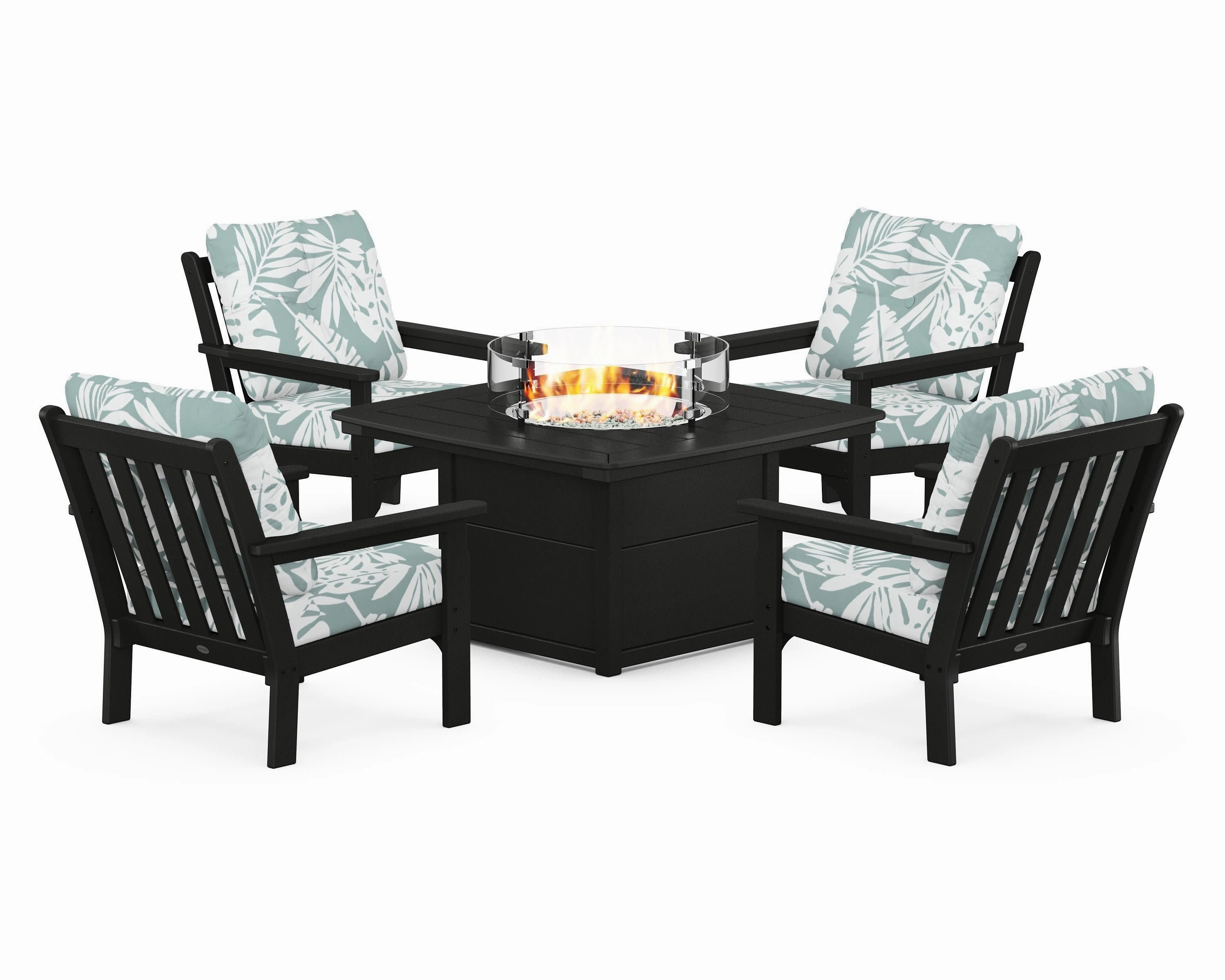 Vineyard 5-Piece Conversation Set with Fire Pit Table