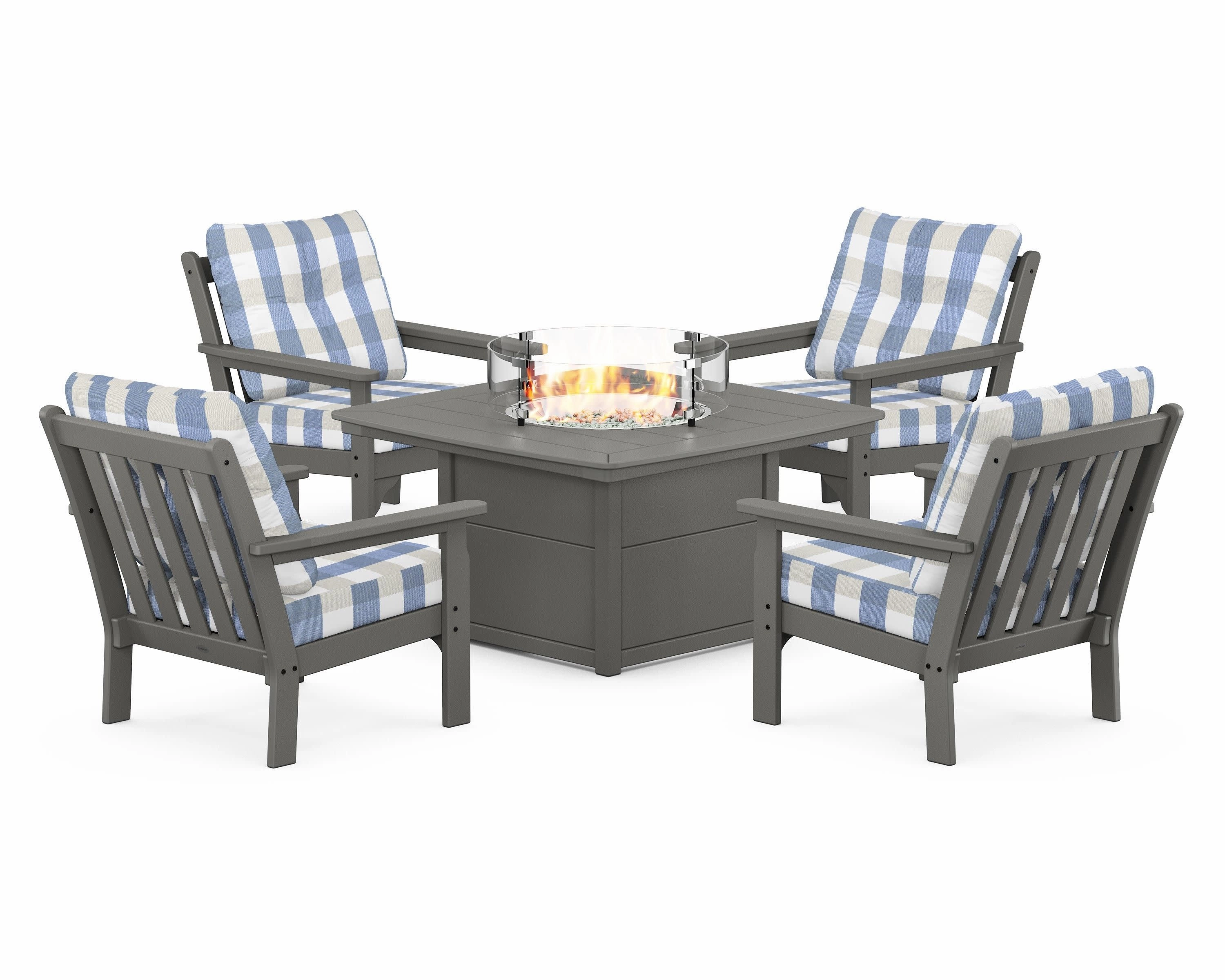 Vineyard 5-Piece Conversation Set with Fire Pit Table