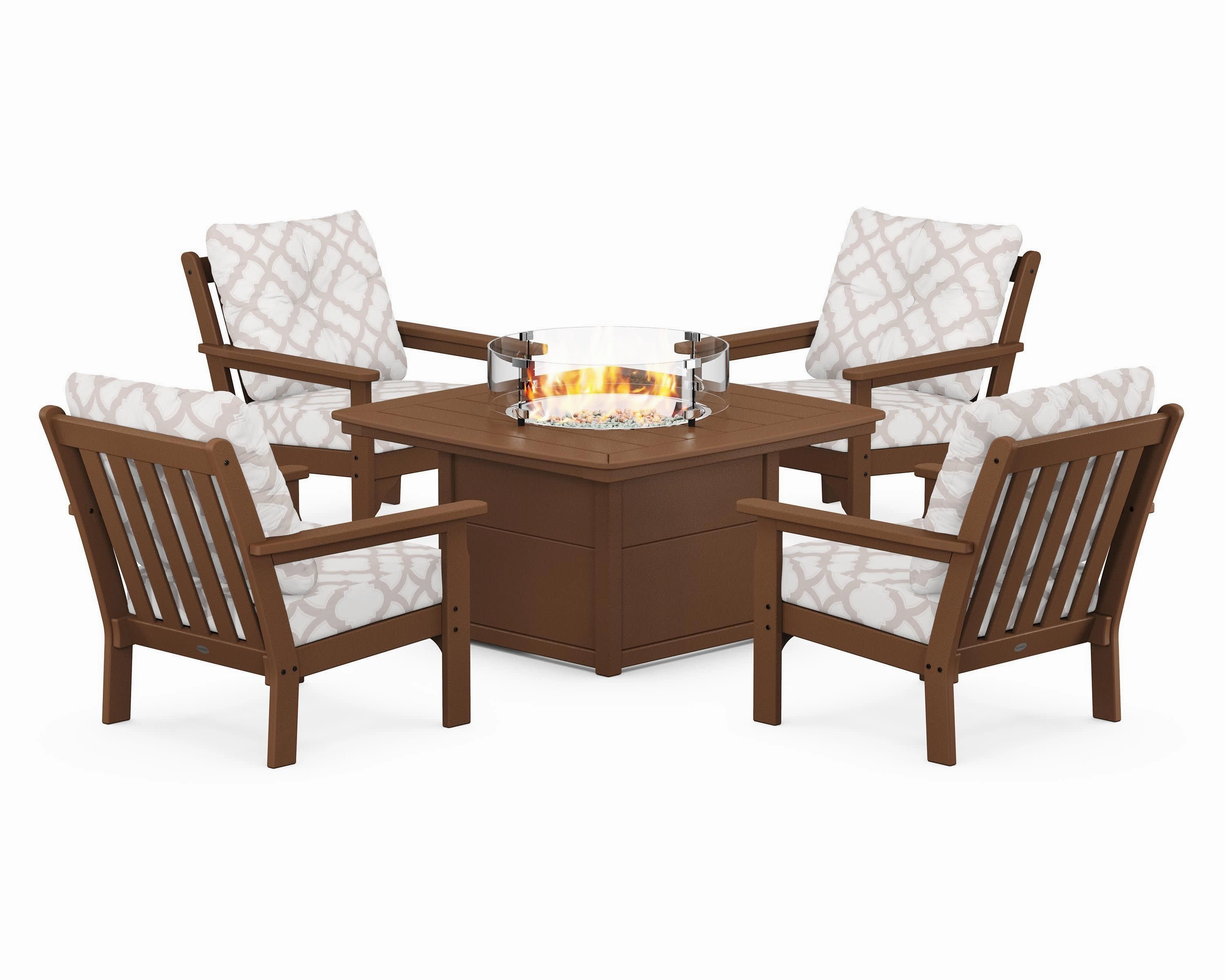 Vineyard 5-Piece Conversation Set with Fire Pit Table