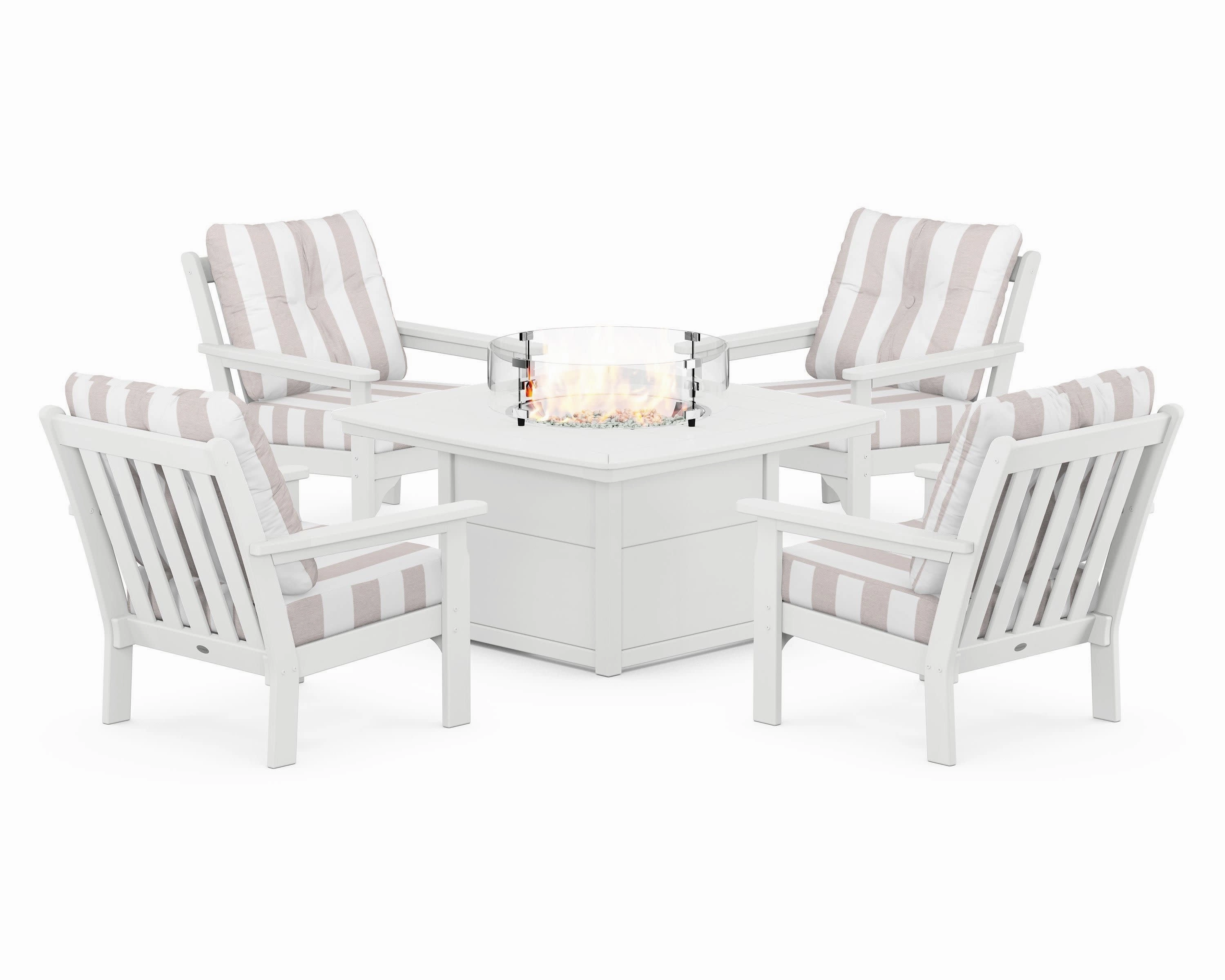Vineyard 5-Piece Conversation Set with Fire Pit Table