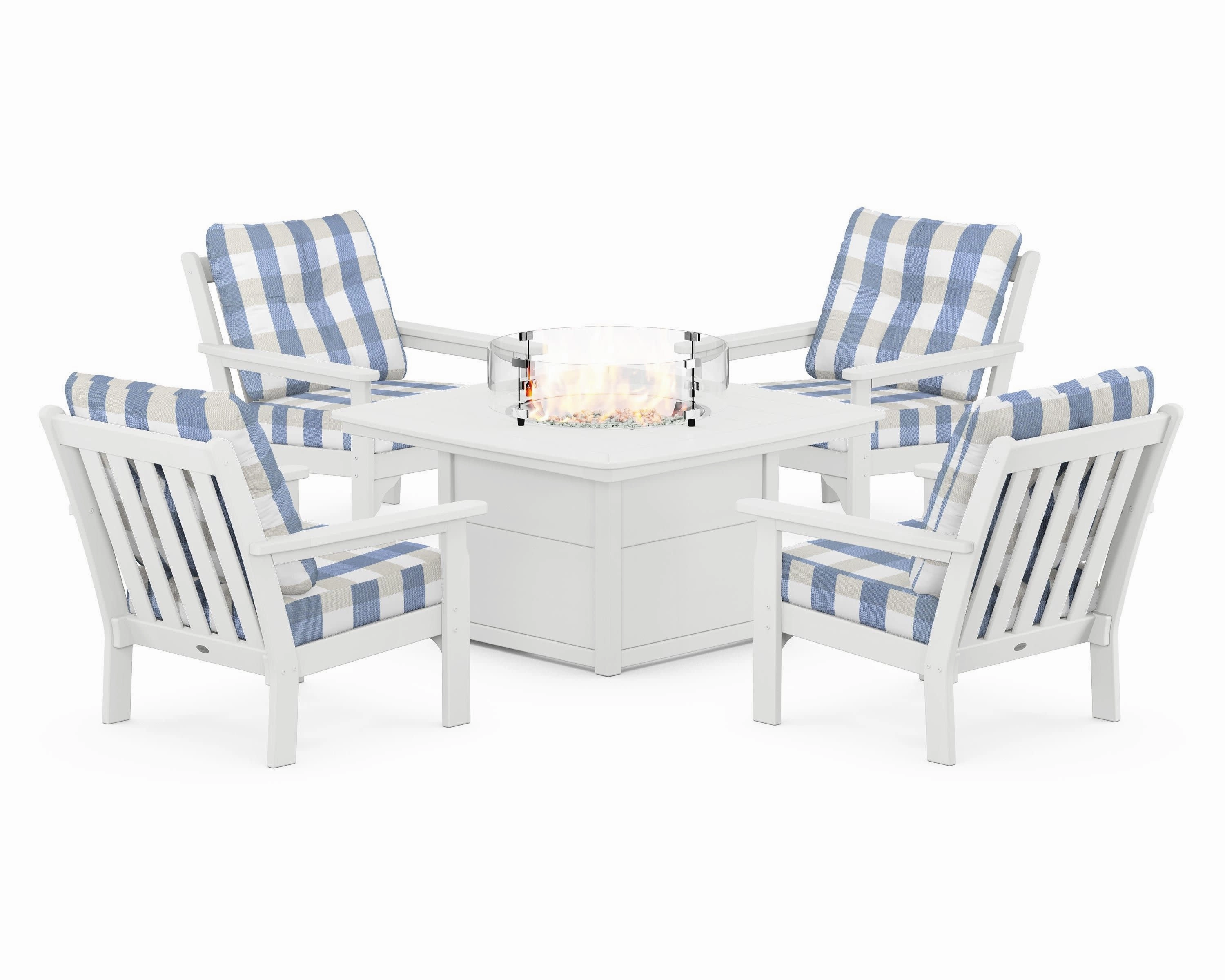 Vineyard 5-Piece Conversation Set with Fire Pit Table