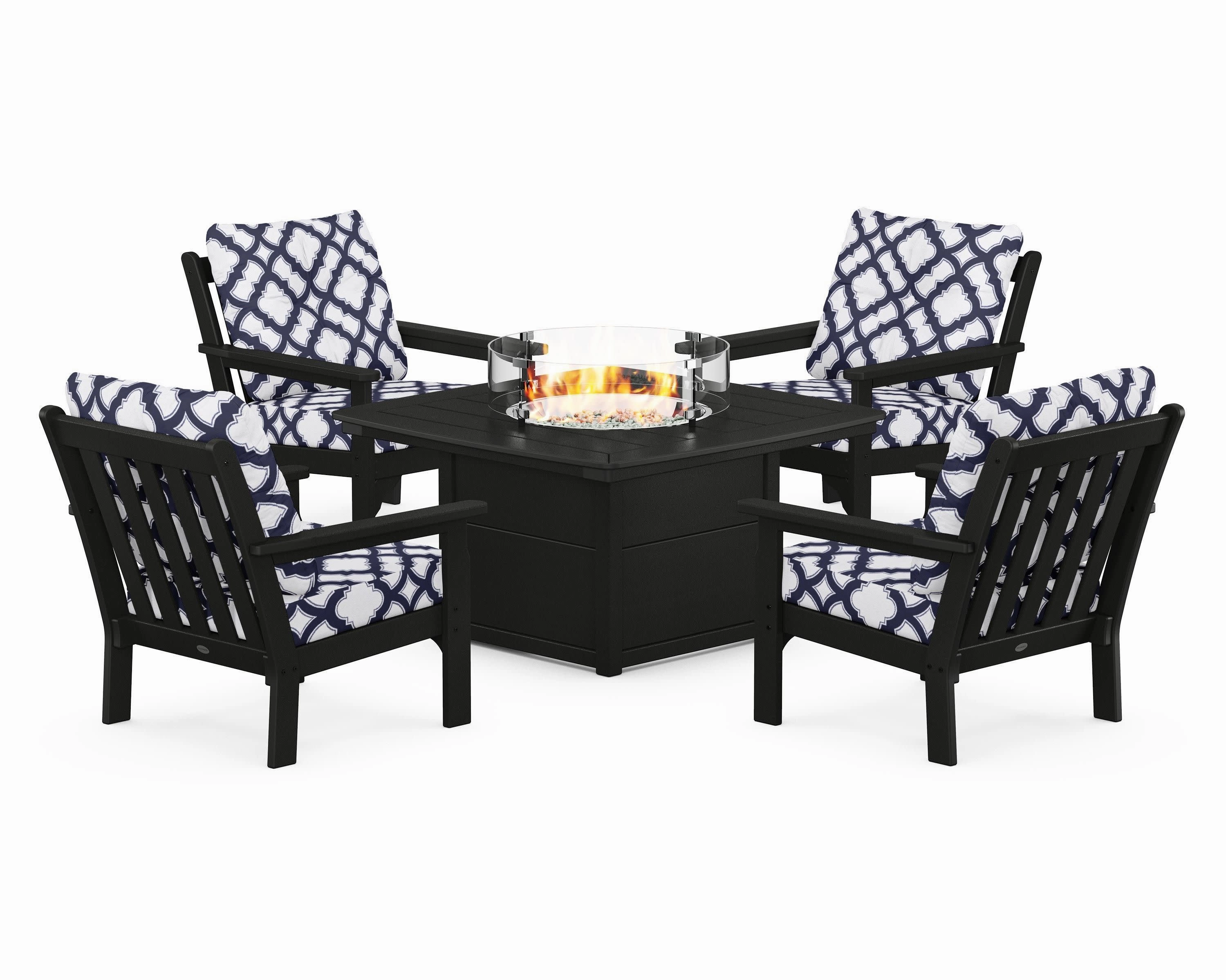 Vineyard 5-Piece Conversation Set with Fire Pit Table