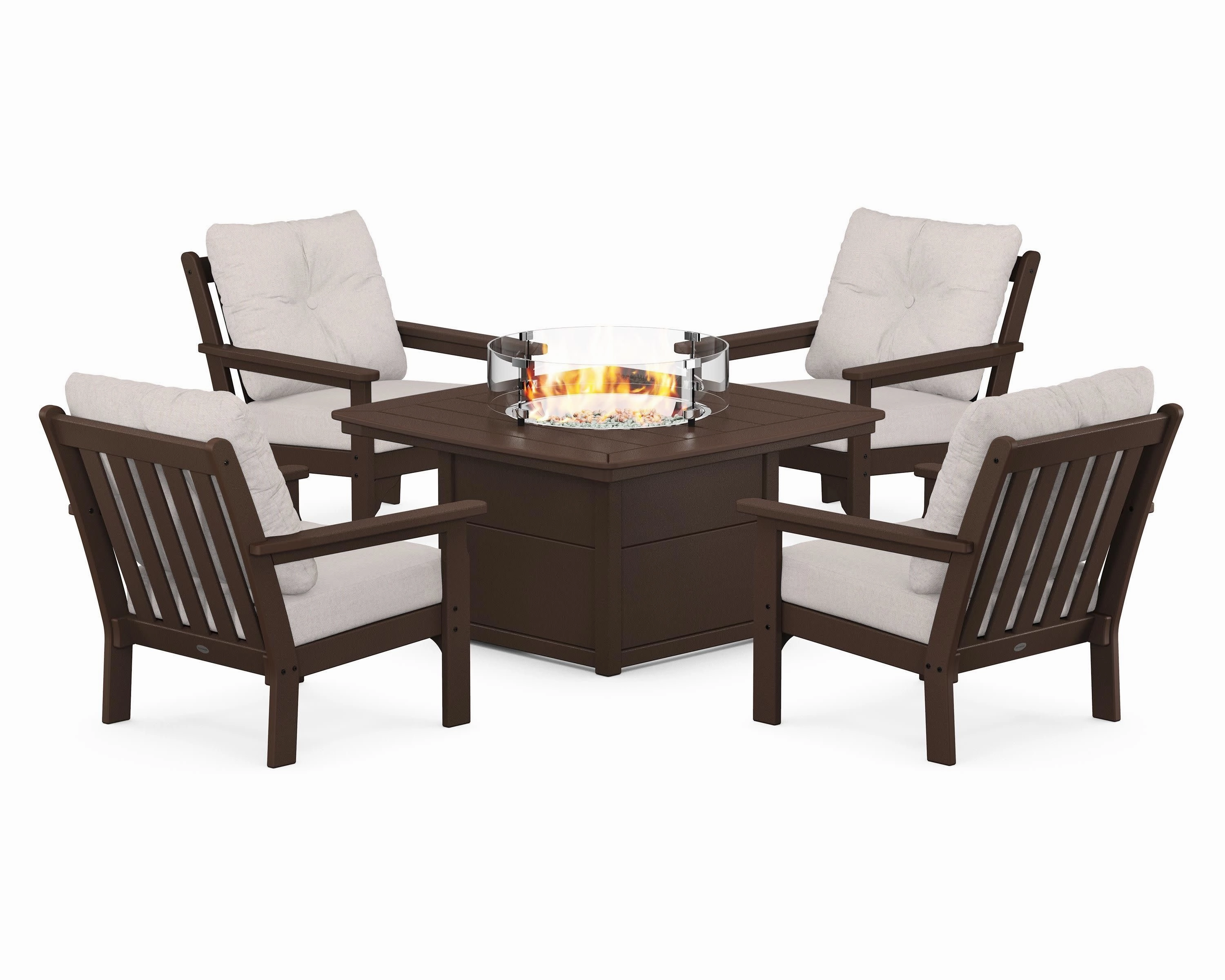 Vineyard 5-Piece Conversation Set with Fire Pit Table
