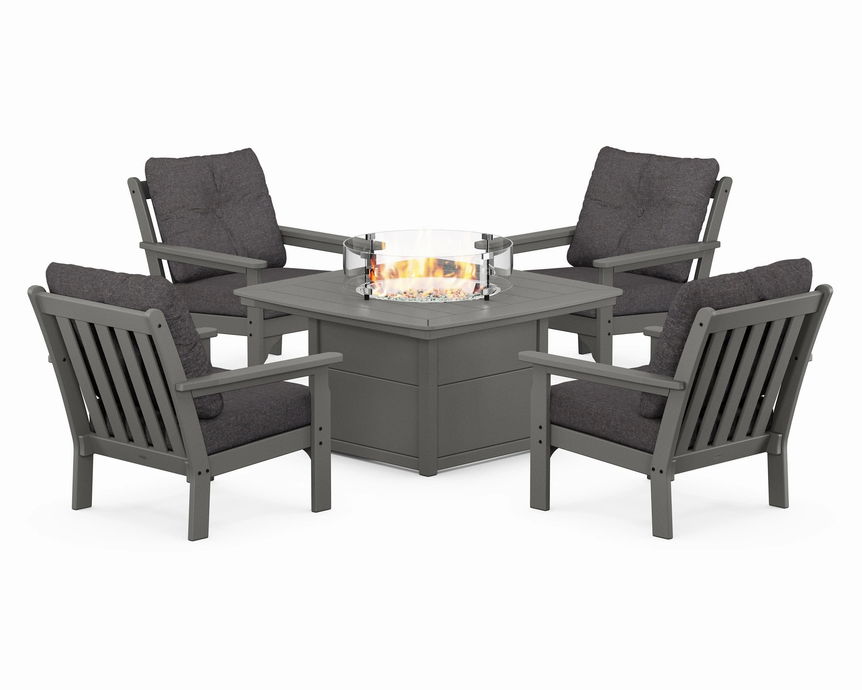 Vineyard 5-Piece Conversation Set with Fire Pit Table