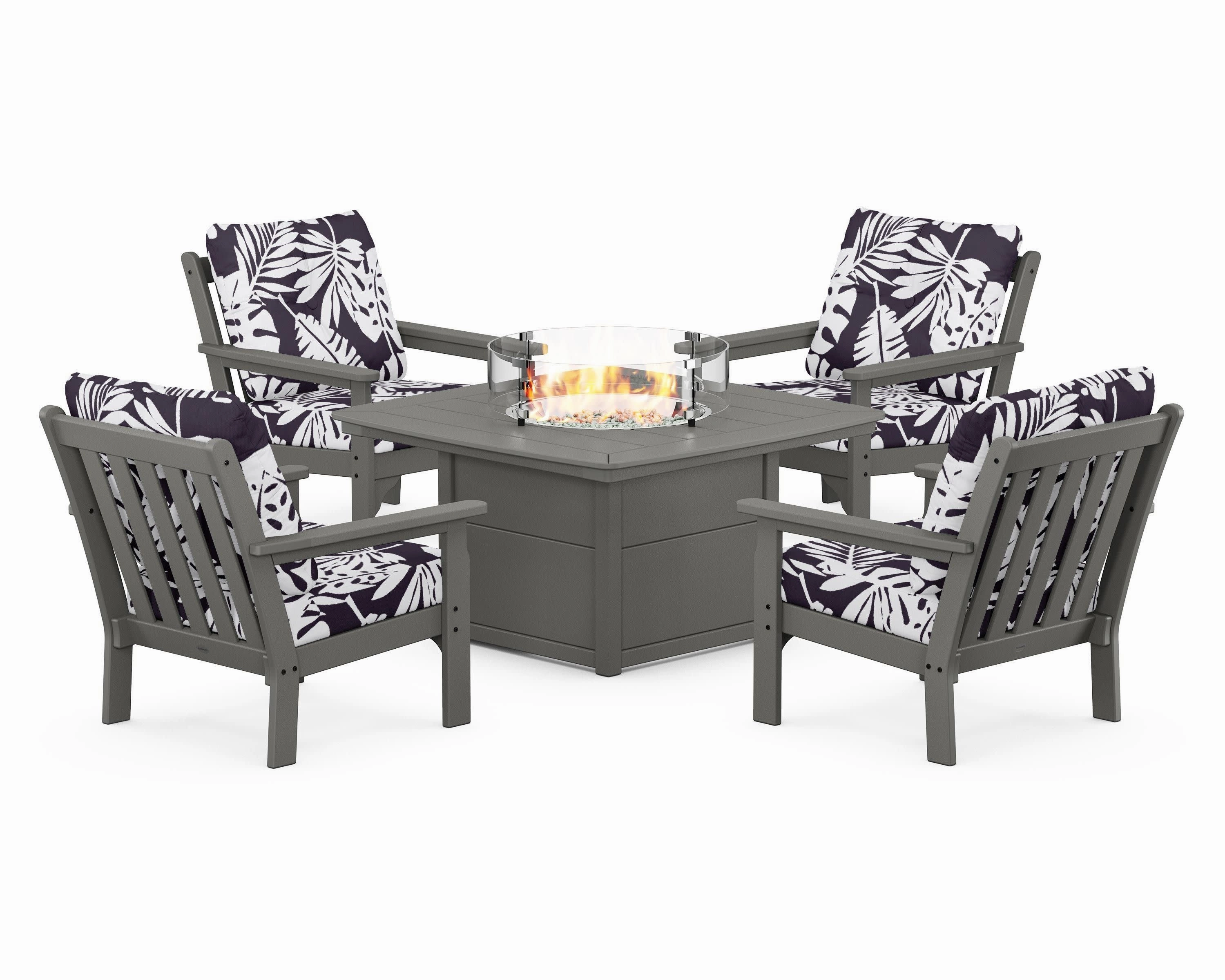 Vineyard 5-Piece Conversation Set with Fire Pit Table