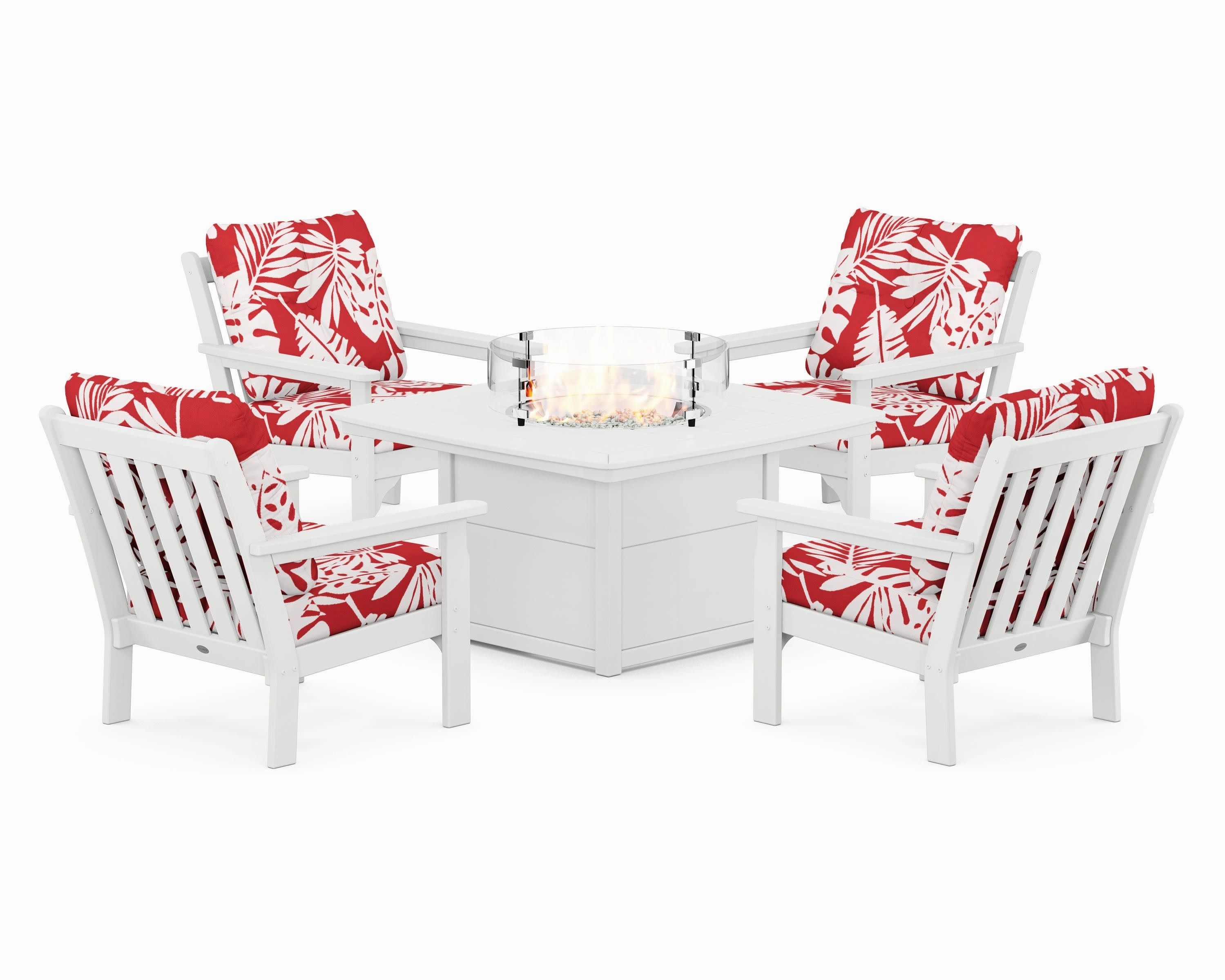 Vineyard 5-Piece Conversation Set with Fire Pit Table