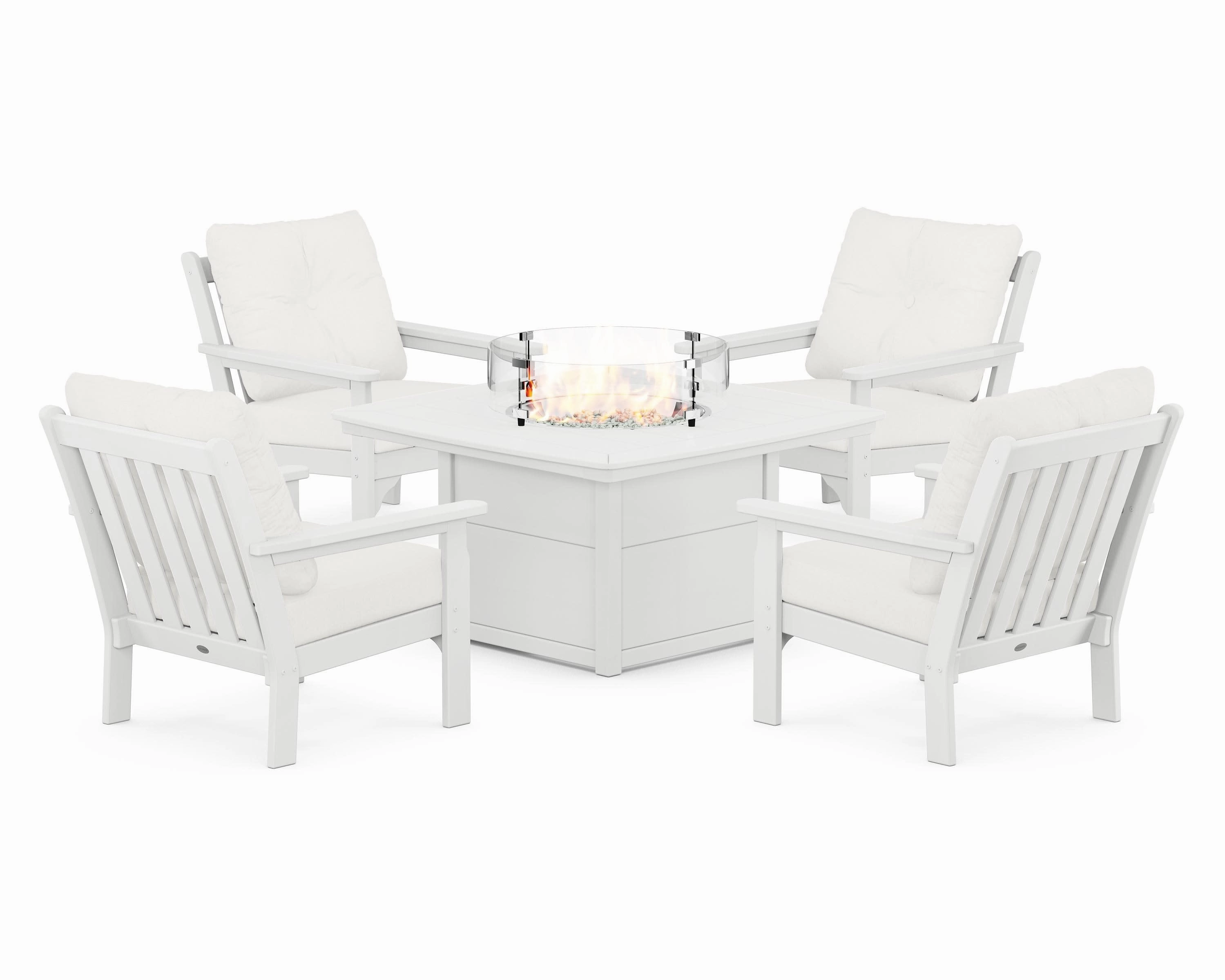Vineyard 5-Piece Conversation Set with Fire Pit Table