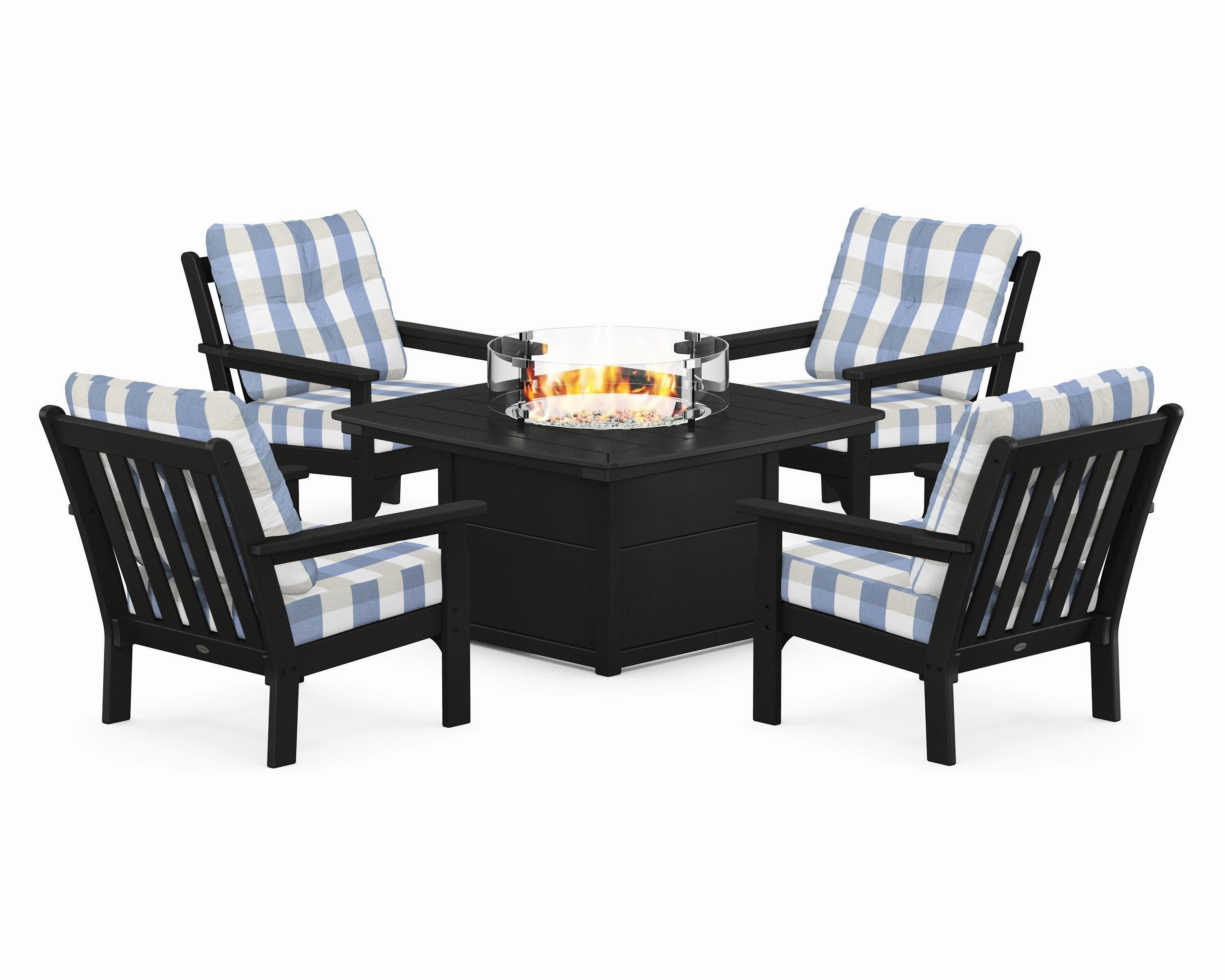 Vineyard 5-Piece Conversation Set with Fire Pit Table