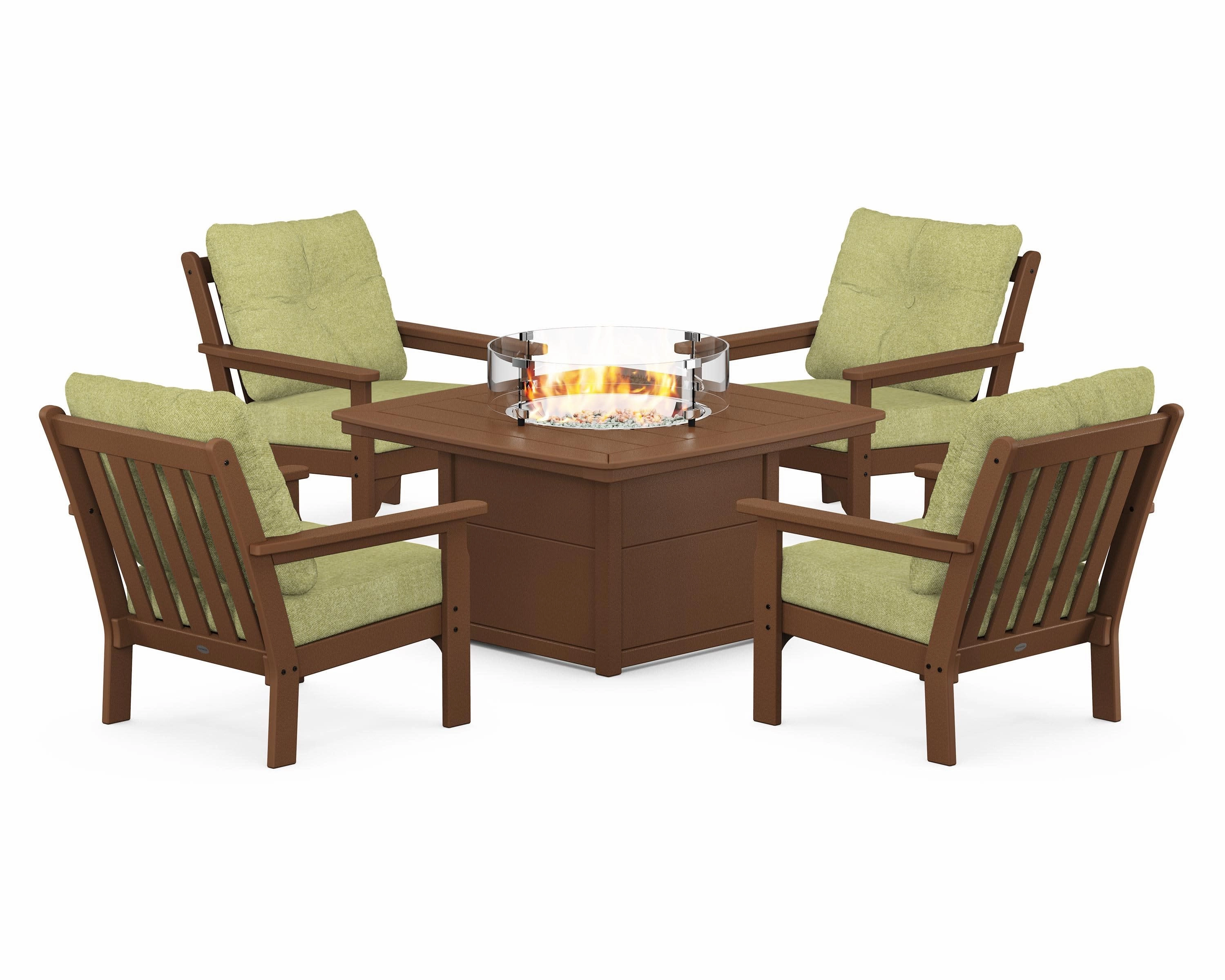 Vineyard 5-Piece Conversation Set with Fire Pit Table