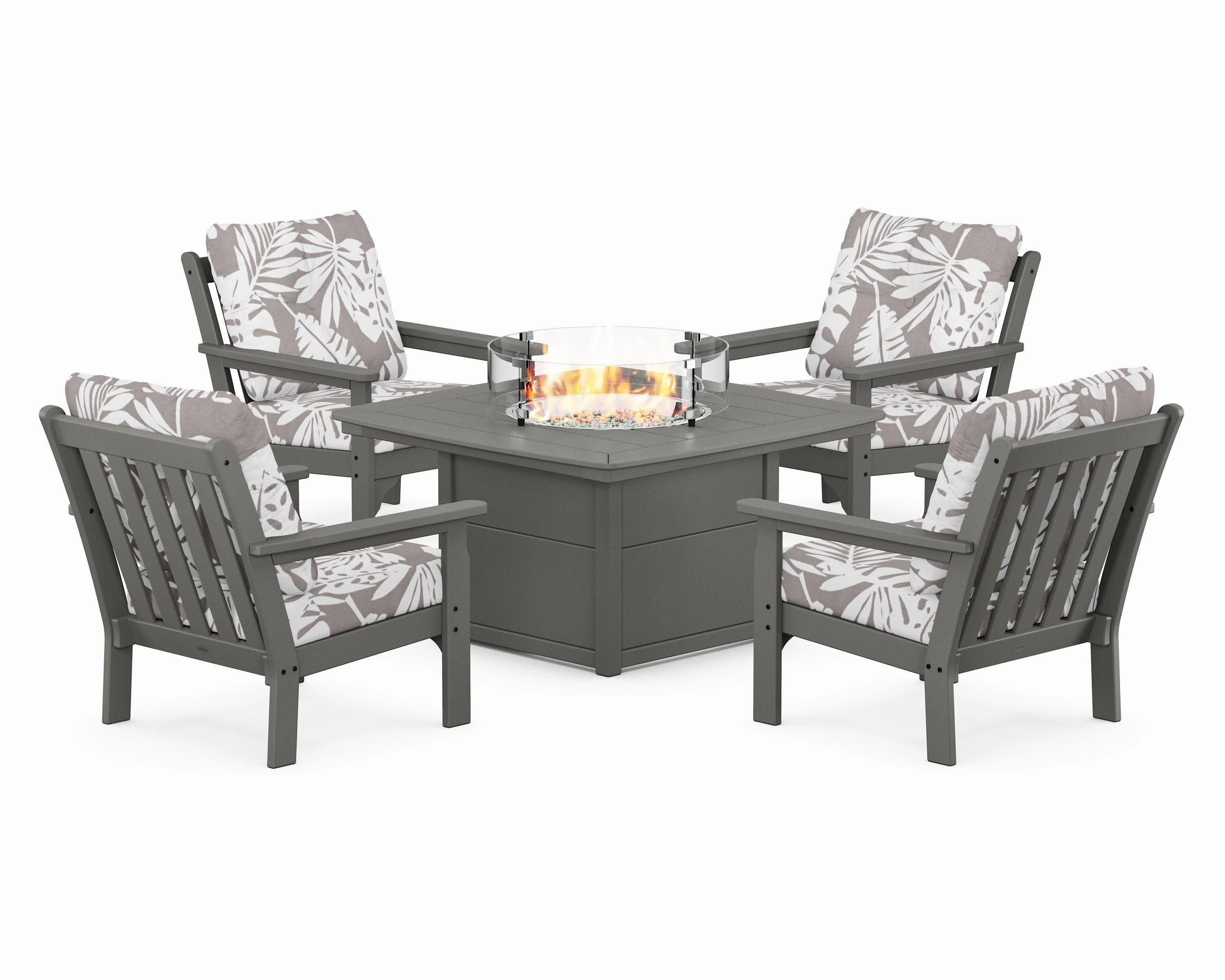 Vineyard 5-Piece Conversation Set with Fire Pit Table