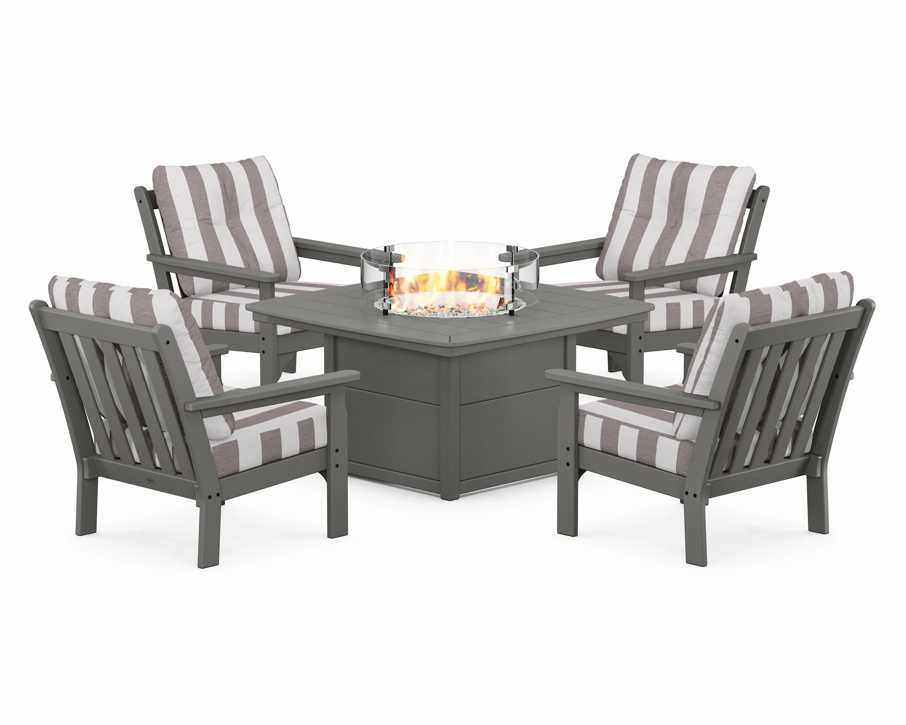 Vineyard 5-Piece Conversation Set with Fire Pit Table