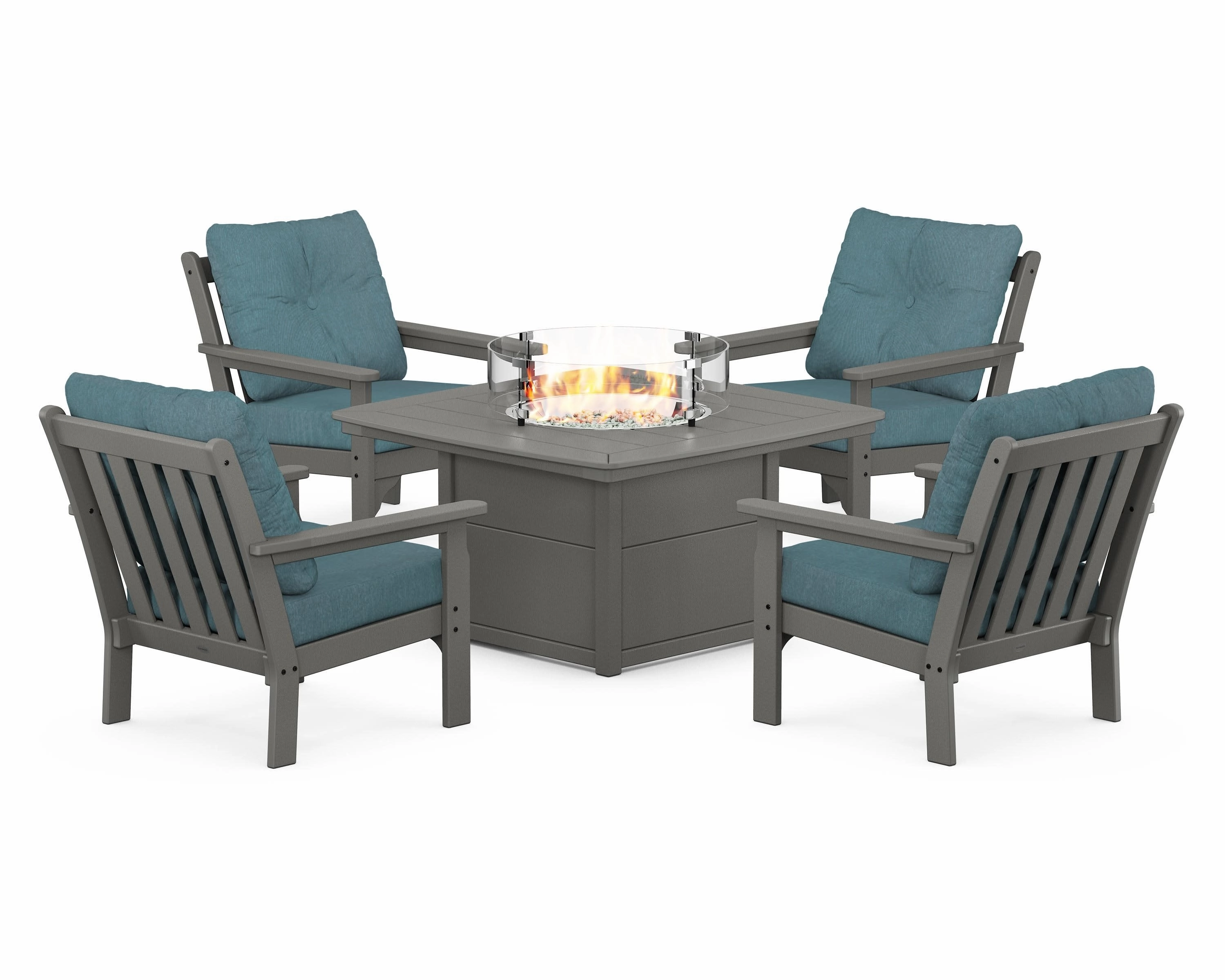 Vineyard 5-Piece Conversation Set with Fire Pit Table