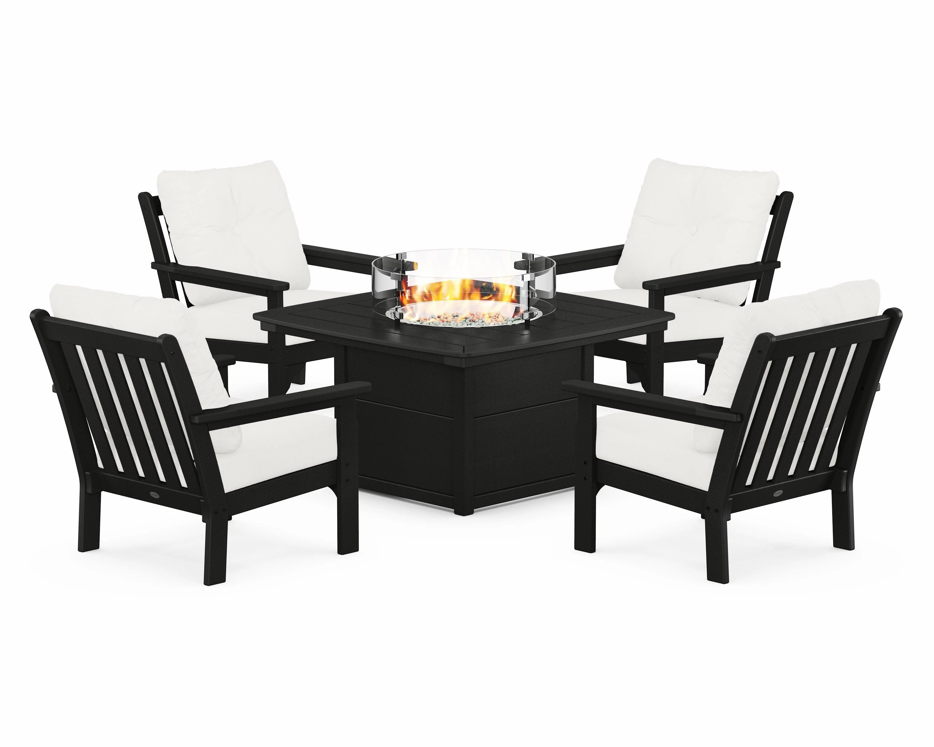 Vineyard 5-Piece Conversation Set with Fire Pit Table